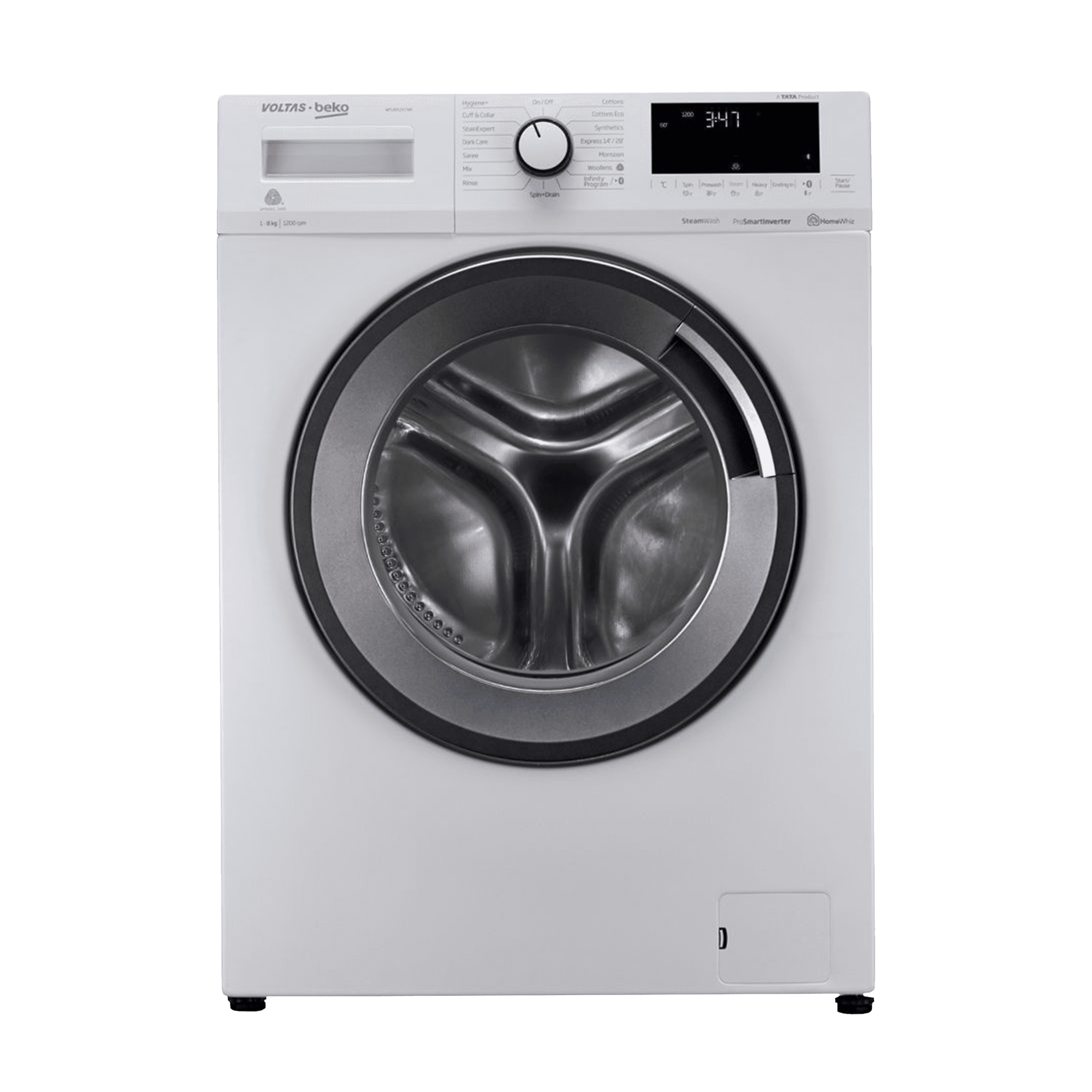 Voltas Beko 8 kg 5 Star Inverter Fully Automatic Front Load Washing Machine (WFL8012VTWA, Steam Wash, White)