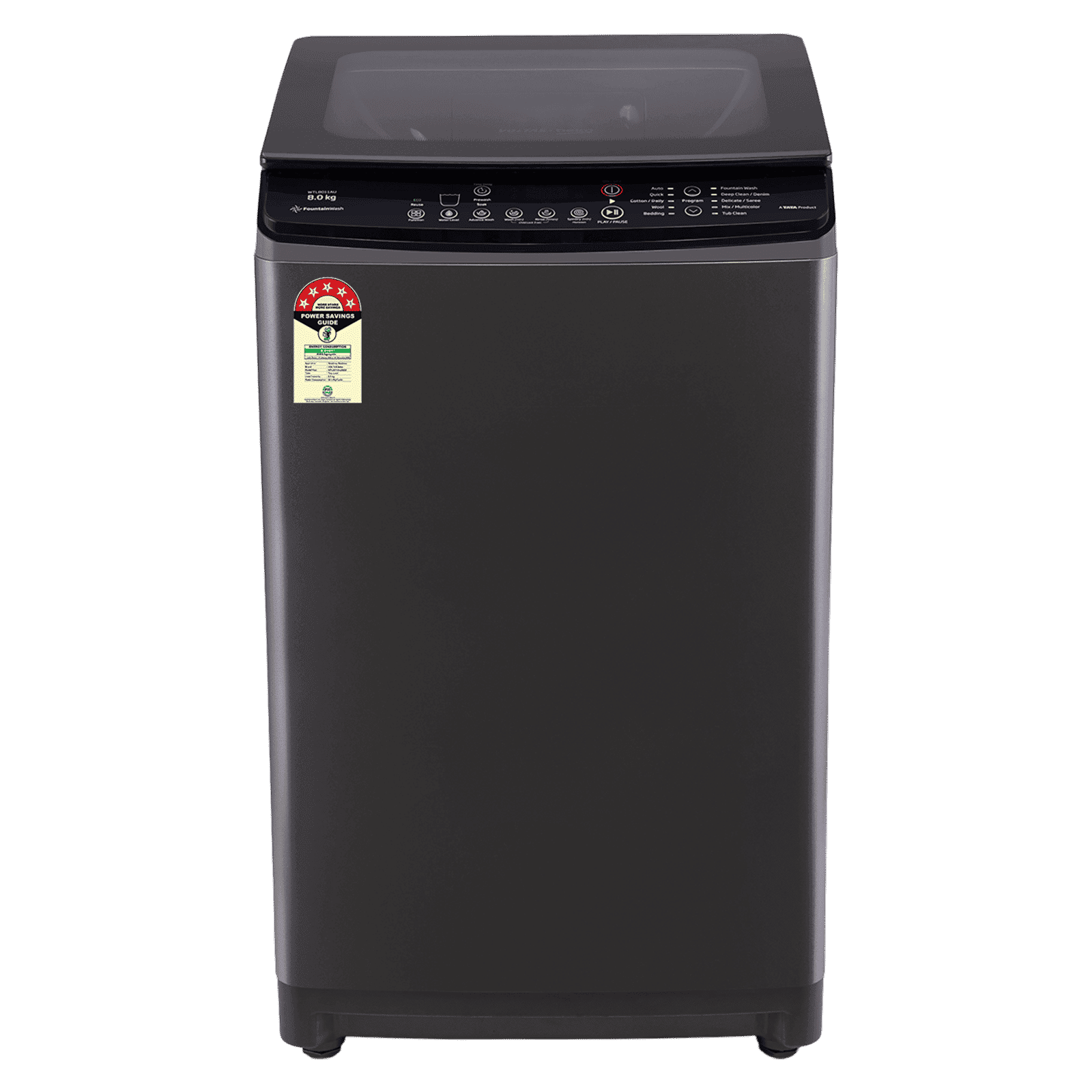 VOLTAS beko 8 Kg 5 Star Fully Automatic Top Load Washing Machine (WTL8011AU, Aqua Wave Drum, Grey)