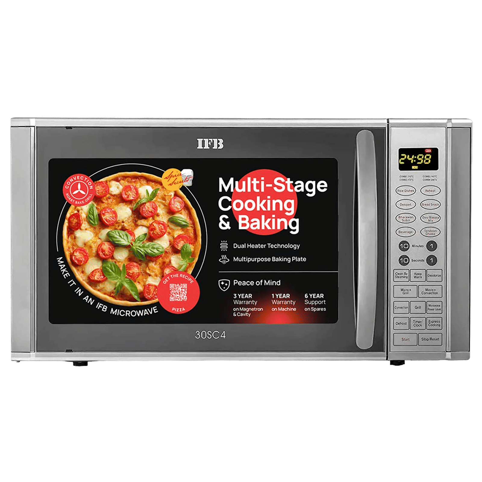 IFB 30 Litres Convection Microwave Oven (Child Safety Lock, 30SC4, Metallic Silver)