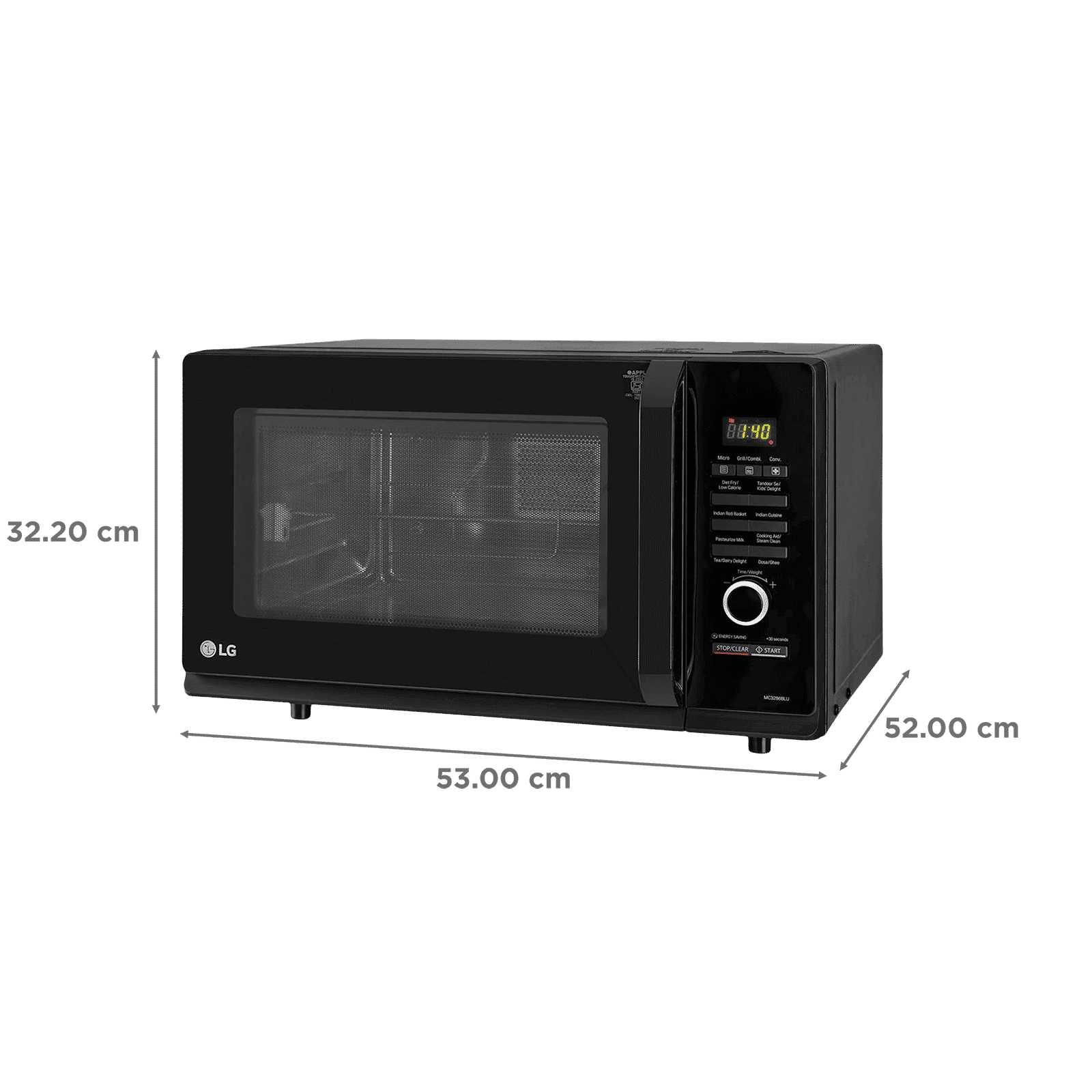 LG 32L Convection Microwave Oven with Diet Fry (MC3286BLU, Black)