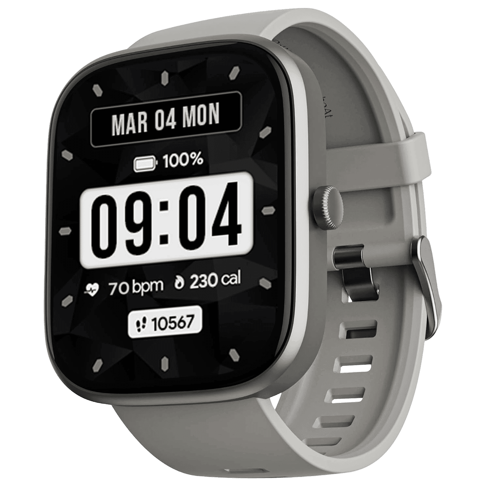 boAt Ultima Prism Smartwatch with Bluetooth Calling (49.78mm AMOLED Display, IP67 Water Resistant, Warm Grey Strap)