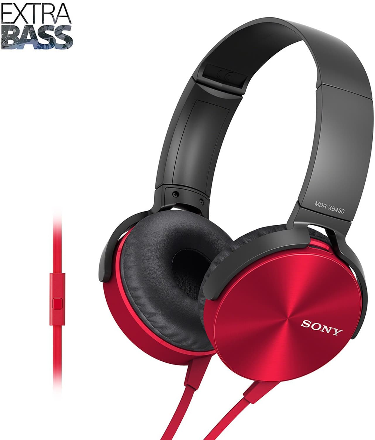 SONY XB450AP Wired Headset (Red, On the Ear)