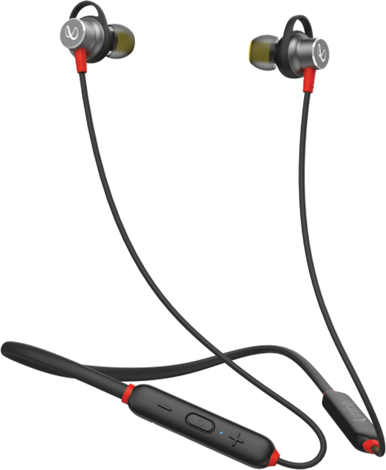 INFINITY Glide N120 Neckband with Advanced 12mm Drivers, Dual Equalizer, IPX5 Sweatproof Bluetooth Headset (Black, Red, In the Ear)