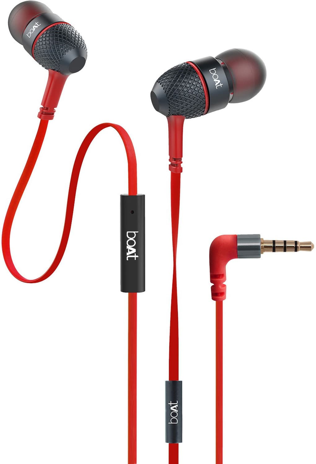 boAt BassHeads 220 Wired Headset (Red, In the Ear)