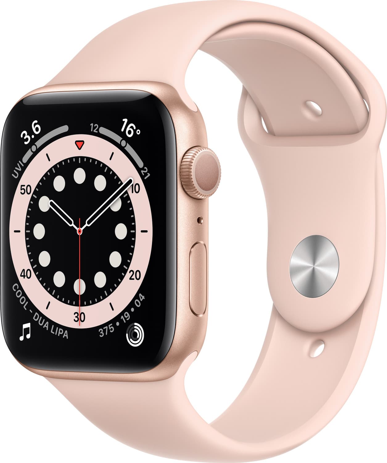 APPLE Watch Series 6 GPS M00E3HN/A 44 mm Gold Aluminium Case with Pink Sand Sport Band