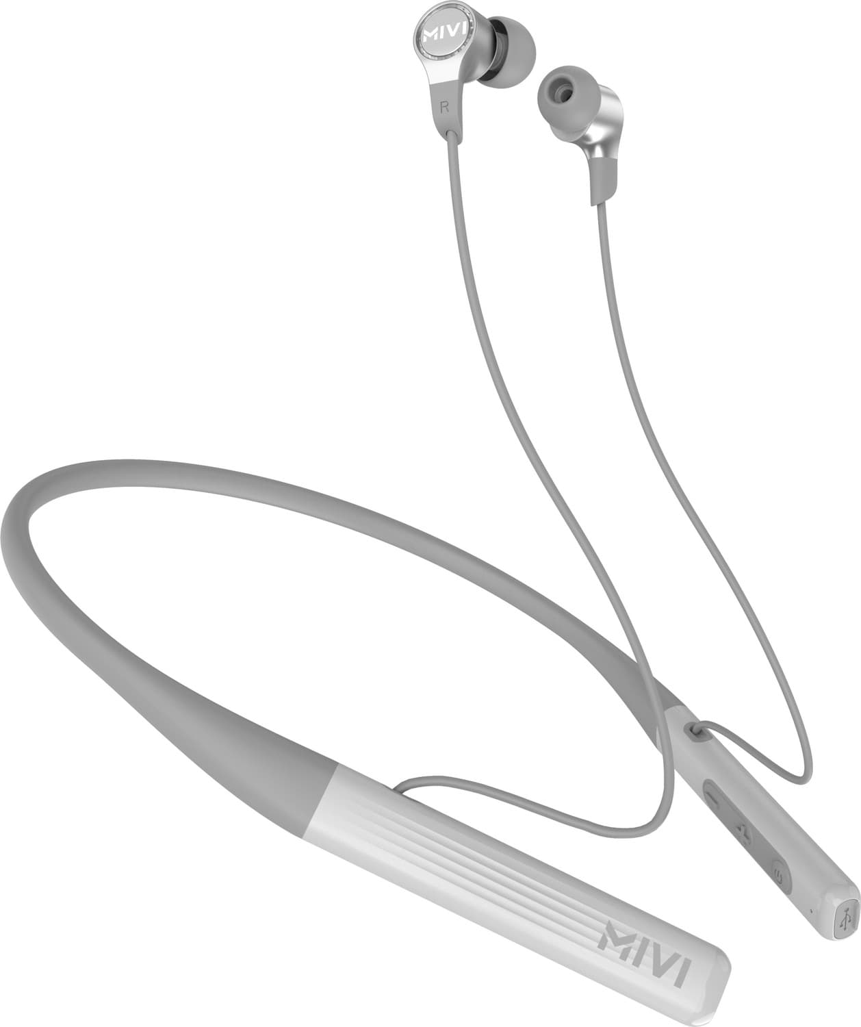 Mivi Collar 2A with Fast Charging Bluetooth Headset (Grey, In the Ear)