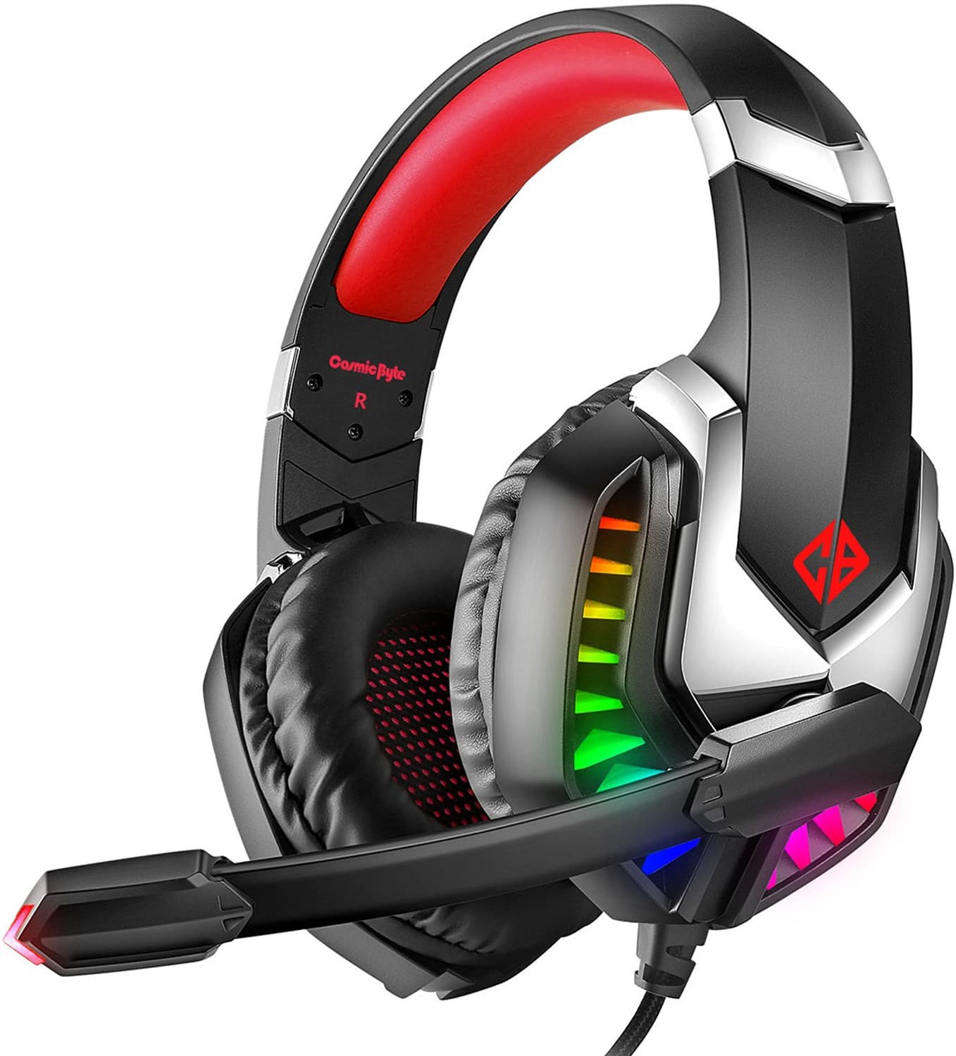 Cosmic Byte G2050 RGB 7.1 Surround USB Wired Gaming Headset (Red, On the Ear)