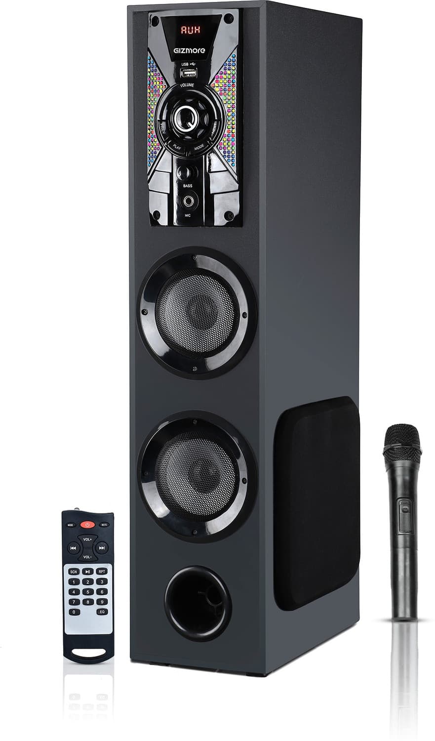 Gizmore ST 5000 PRO WITH WIRELESS MIC & REMOTE 50 W Bluetooth Tower Speaker (Black, Stereo Channel)