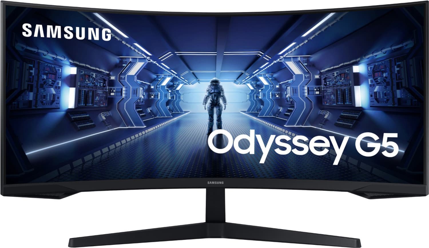 SAMSUNG Odyssey G5 1000R 34 inch Curved WQHD VA Panel with HDR 10, Game Style UI, Borderless UltraWide Gaming Monitor (LC34G55TWWWXXL)