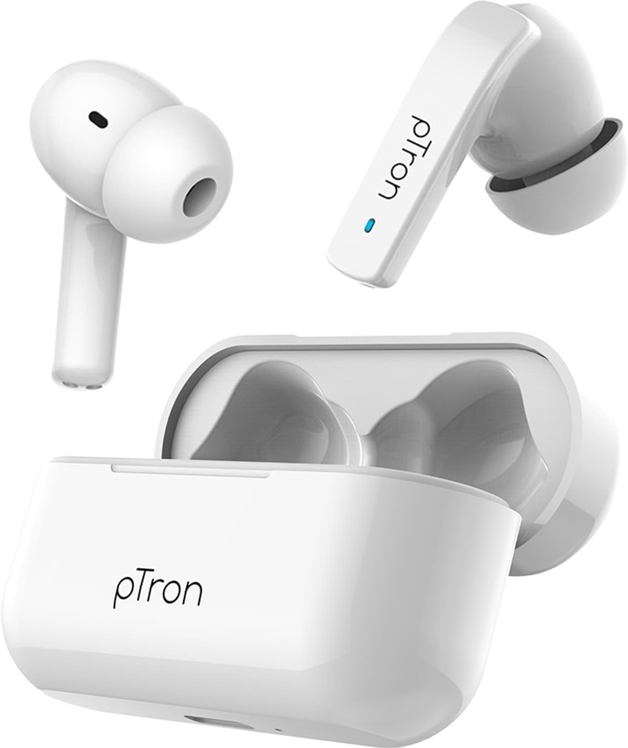 PTron Basspods 992 Bluetooth Headset (White, True Wireless)