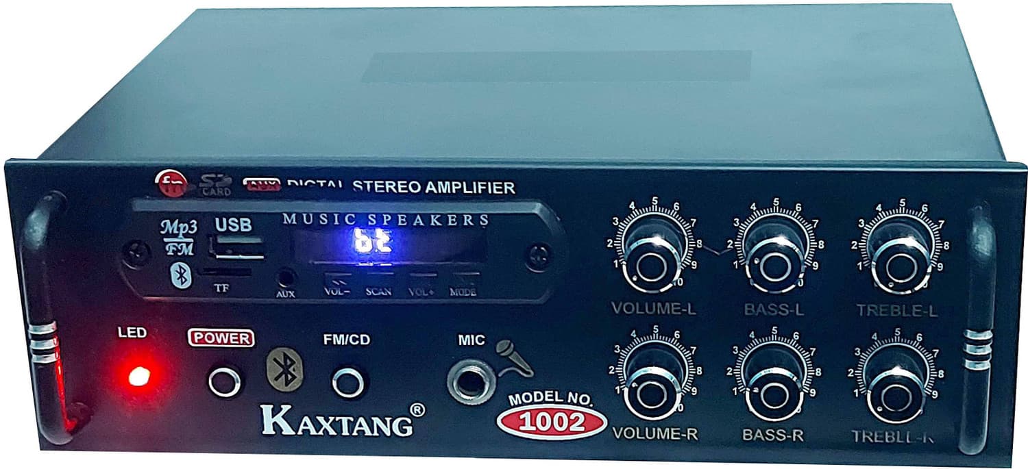 KAXTANG OPTIPLEX DJ REMIX 1002 VERSION WITH BETTER SOUND QUALITY NEW SERIES DJ remix Amplifier Modify chasis Bluetooth Full Black Digital Stereo Amplifier BT/ USB//SD Card /FM /AUX 60 W AV Power Amplifier (Black) 60 W AV Power Amplifier (Black) 160 W AV Power Amplifier (Black)