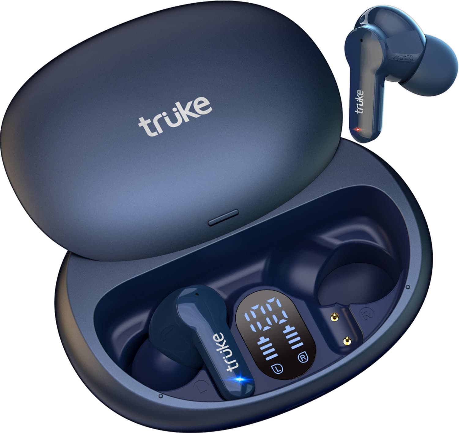truke Buds S1 with Quad Mic ENC | 72Hrs Playtime | Sliding Design | AAC codec Bluetooth Headset (Blue, True Wireless)