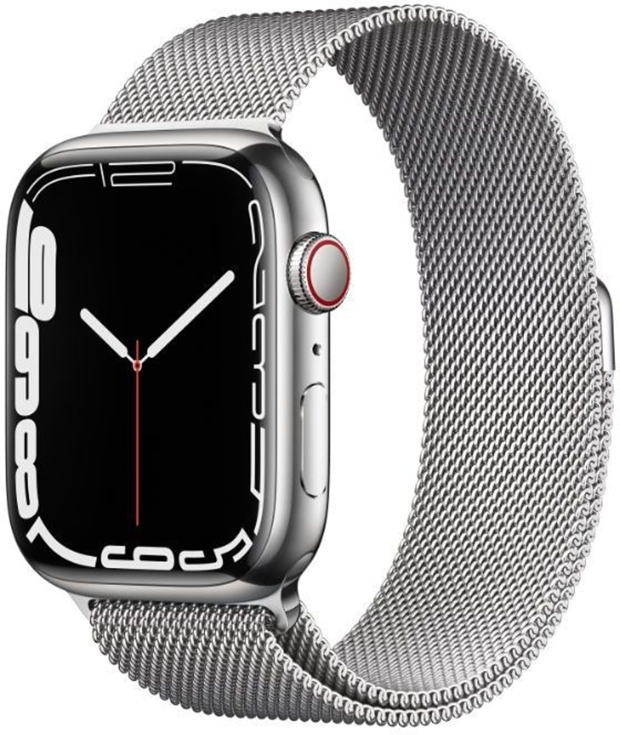 APPLE Watch Series 7 GPS + Cellular, MKJW3HN/A 45 mm Stainless Steel Case (Silver Strap, Regular)