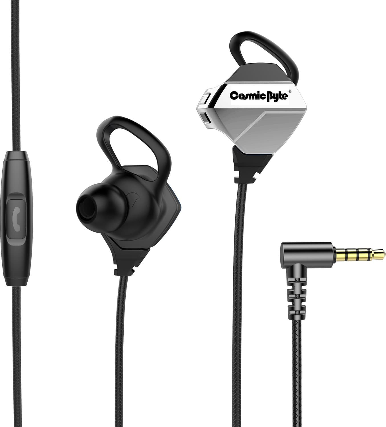 Cosmic Byte CB-EP-04 Earphone Wired Headset (Black/Silver, In the Ear)