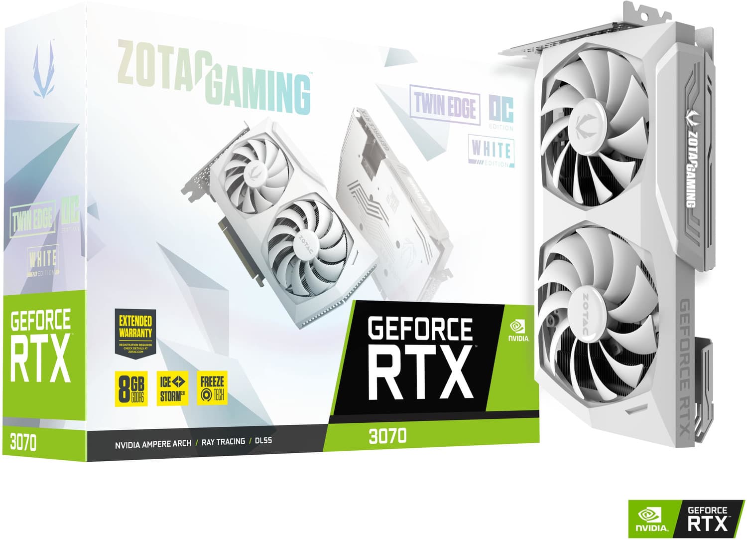 ZOTAC NVIDIA RTX 3070 Twin Edge OC White Edition LHR 8 GB GDDR6 Graphics Card