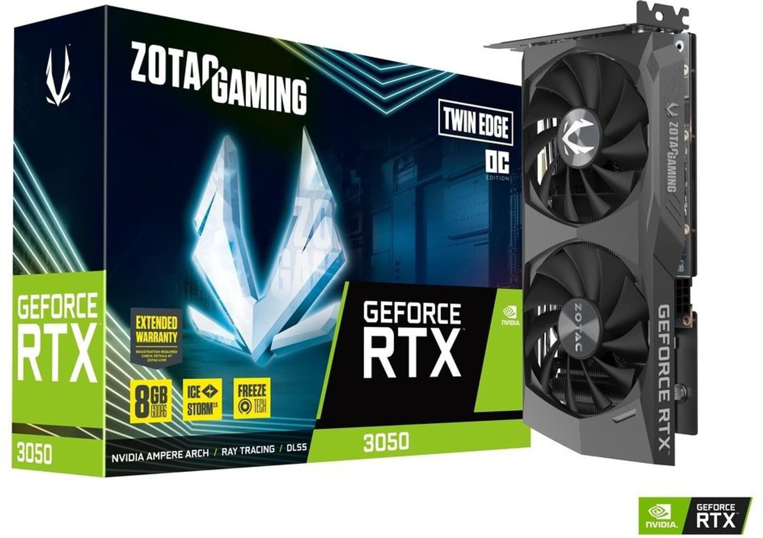 ZOTAC NVIDIA RTX 3050 Twin Edge OC 8 GB GDDR6 Graphics Card (Black)