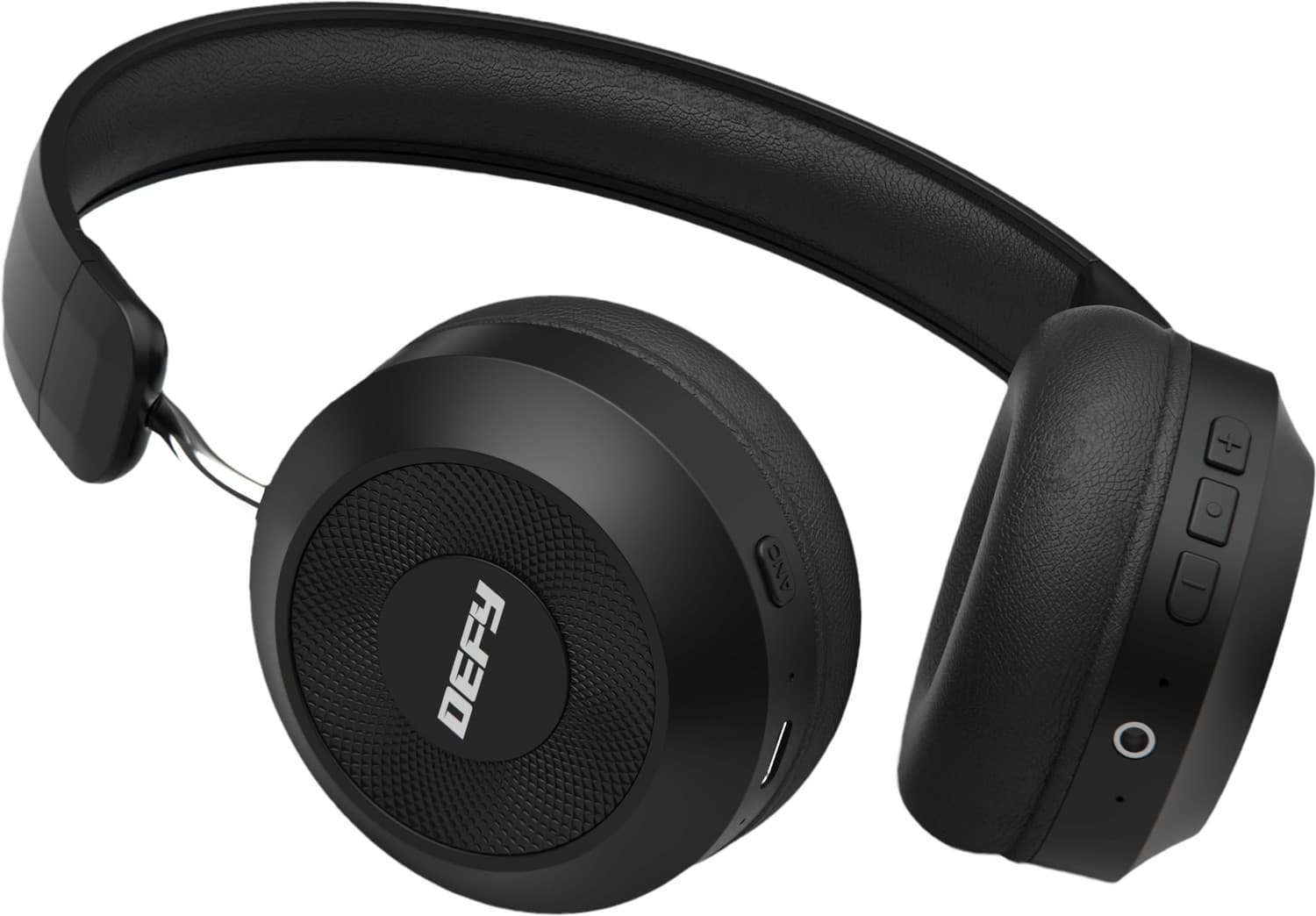 DEFY BassX ANC Active Noise Cancellation Bluetooth Headset (Bold Black, On the Ear)