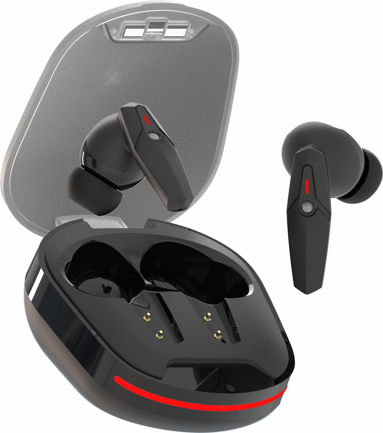 Wings Phantom105 Gaming Earbuds with ENC, 60 Hours Playtime, RGB Light Bluetooth Gaming Headset (Black, True Wireless)