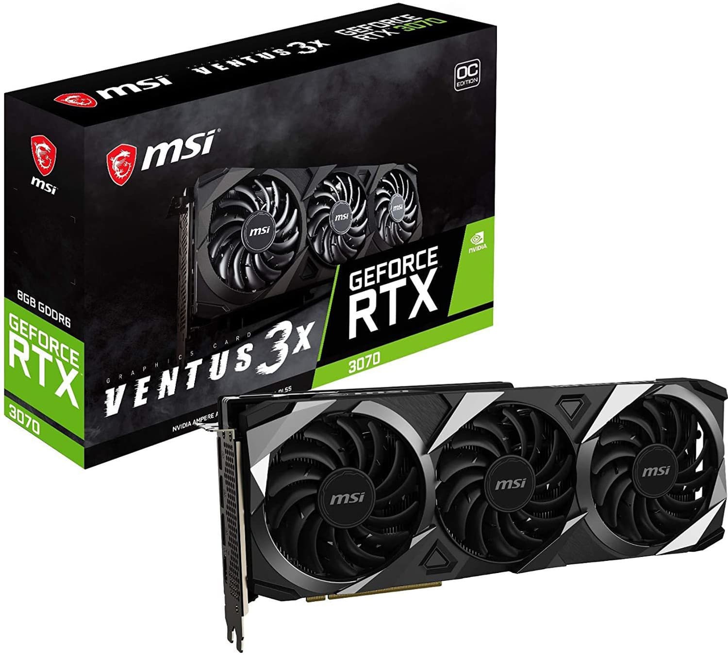 MSI NVIDIA GeForce RTX 3070 VENTUS 3X PLUS 8G OC LHR 8GB GDDR6 256-bit 8 GB GDDR6 Graphics Card