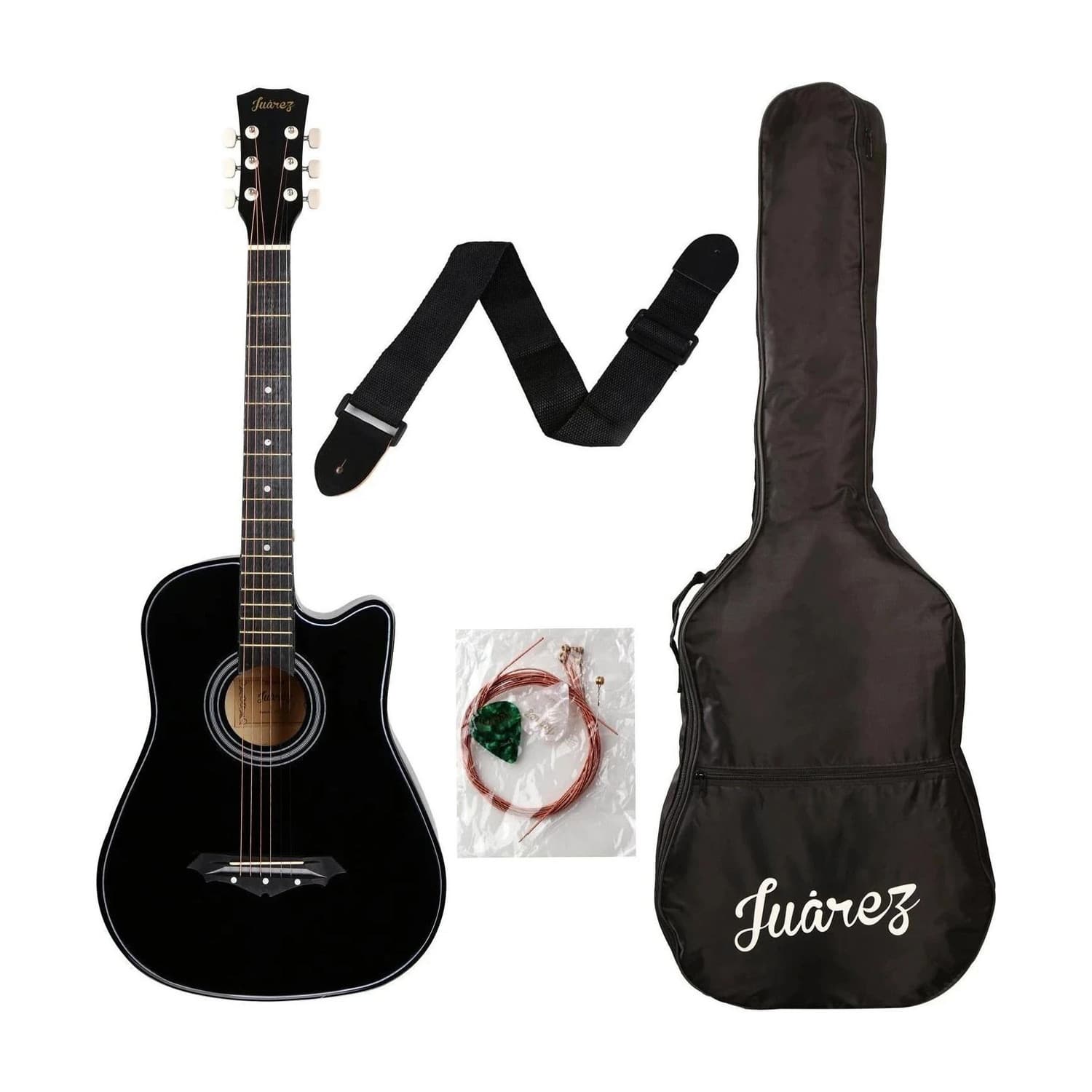 Juarez JRZ38C/BK Acoustic Guitar Linden Wood Ebony Right Hand Orientation
