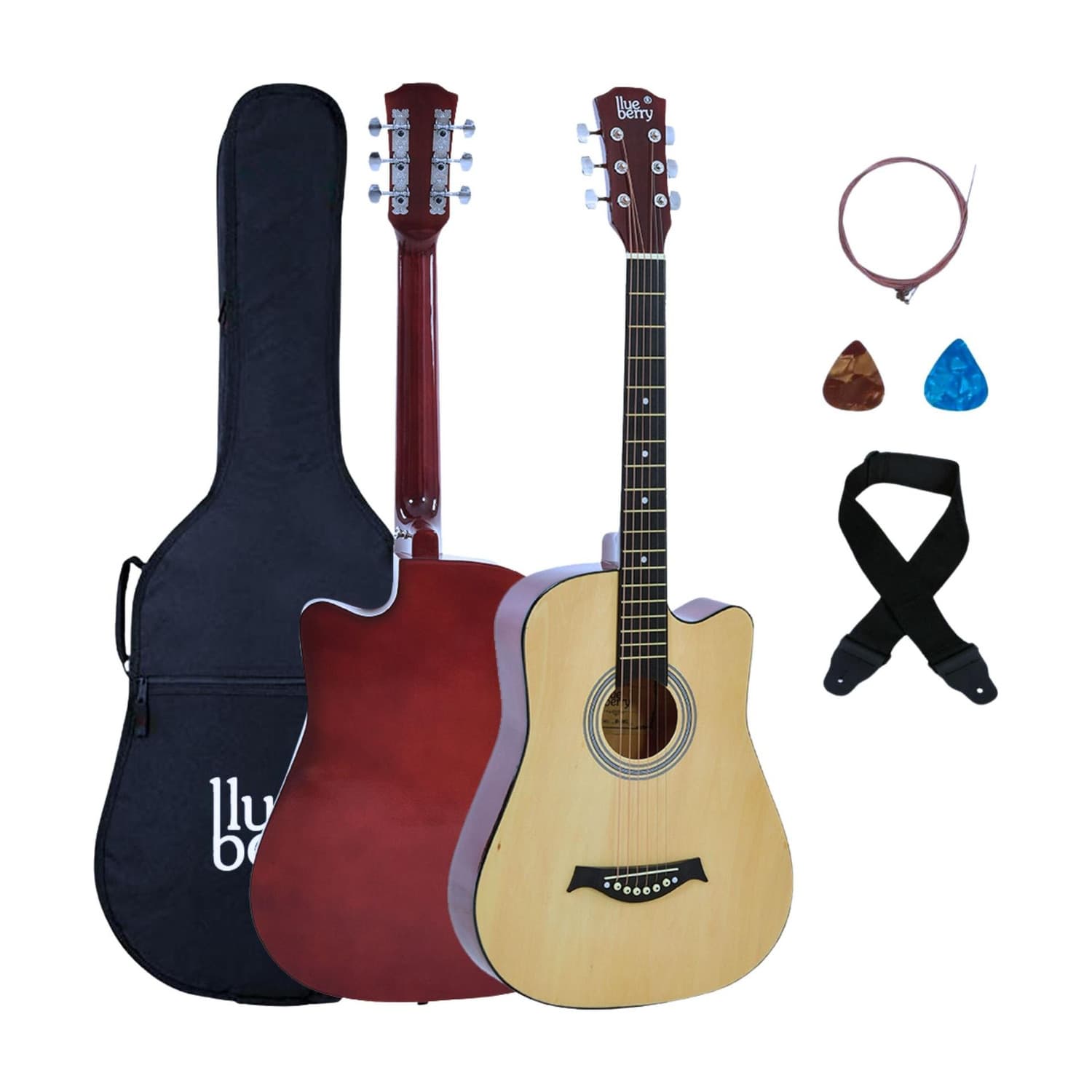 blueberry 38C Classic Brown, 38 Inch Acoustic Guitar Linden Wood Plastic Right Hand Orientation