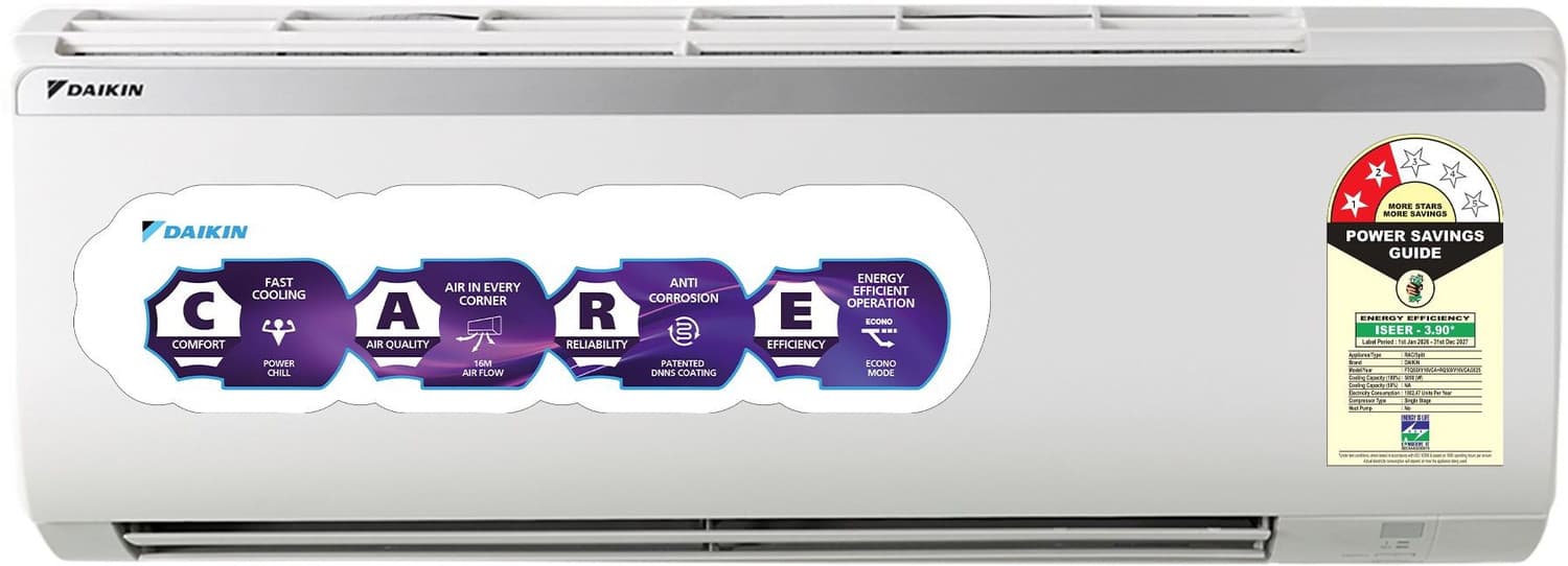 2026 Model 1.5 Ton 2 Star Split Fixed Speed AC (FTQ50XV16VCA+RQ50XV16VCA, White)