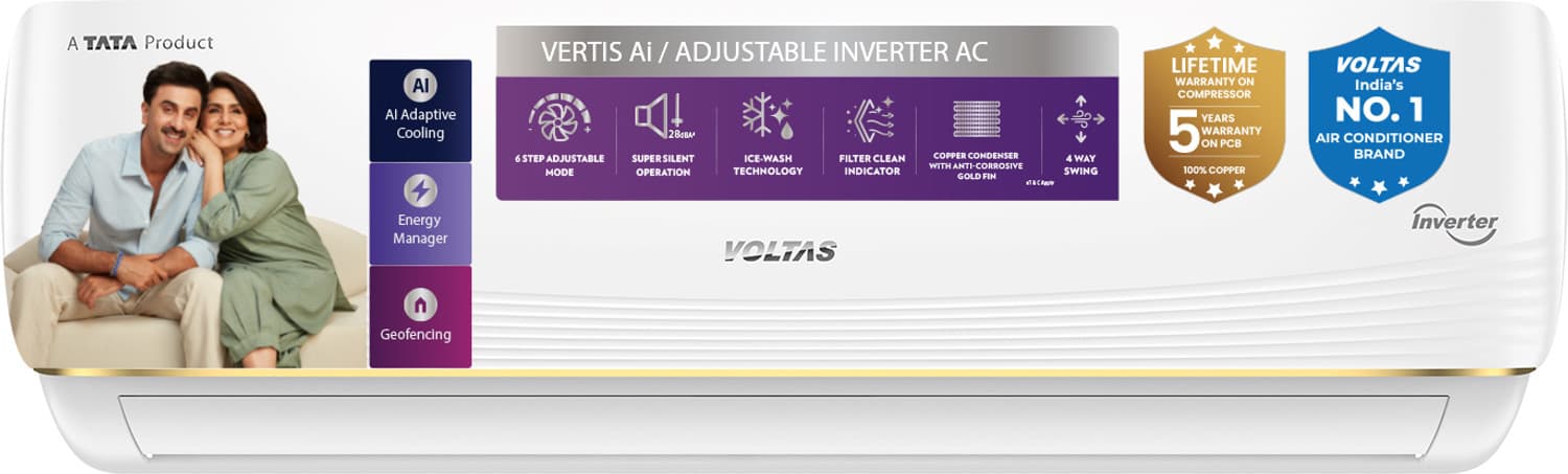 2026 Model 1.5 Ton 3 Star Split Inverter with Wi-fi AC (183INV VERTIS AI ZEST GOLD(4504075), White)