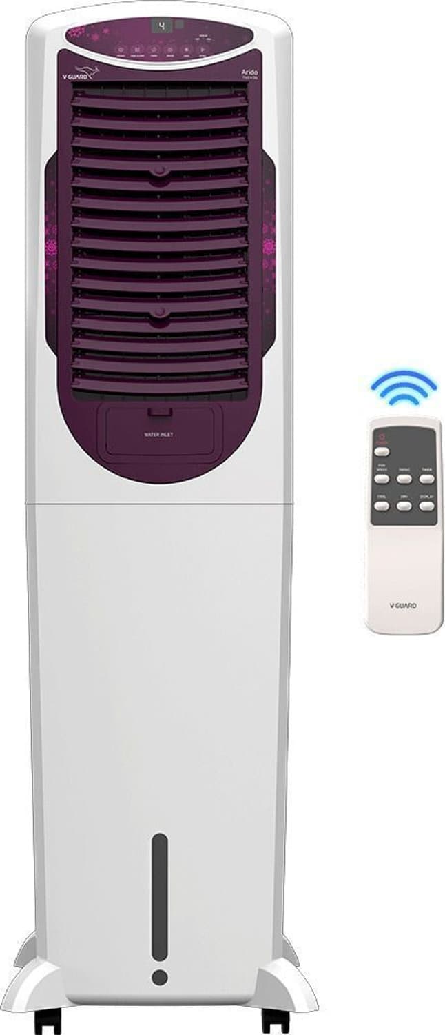 50 L Tower Air Cooler (White & Purple, Arido T50 H DG - Remote Control)