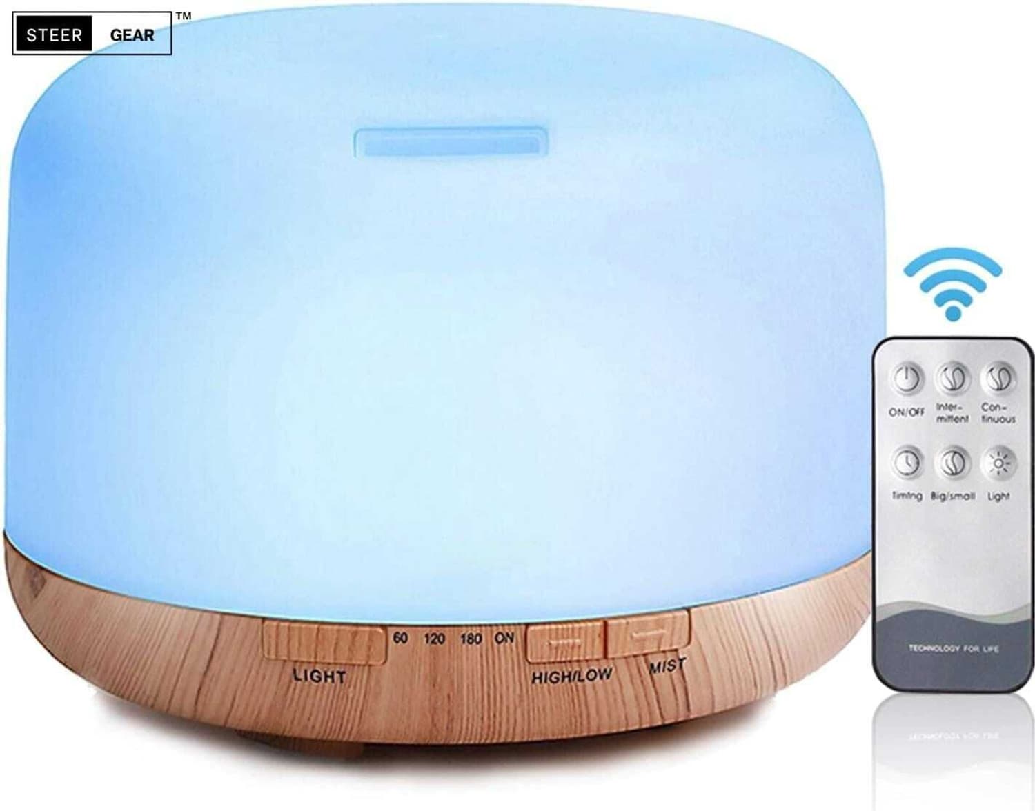 Aroma Diffuser-White Diffuser 7 Colors LED Essential Oil Aroma Diffuser Essential Oil Diffuser (500 ml)