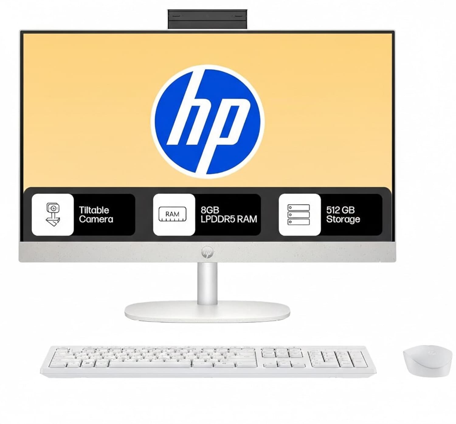 HP All-in-One 24 Ryzen 3 Quad Core (8 GB LPDDR5/Windows 11 Home/23.8 Inch Screen/All-in-One 24-cr0014) with MS Office