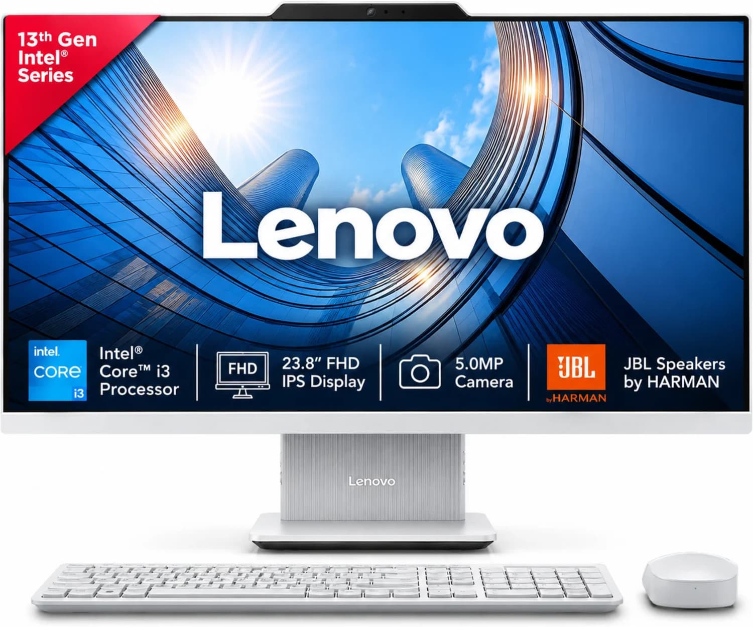 Lenovo IdeaCentre AIO Core i3 (8 GB DDR5/512 GB SSD/Windows 11 Home/23.8 Inch Screen/IdeaCentre AIO 24IRH9) with MS Office