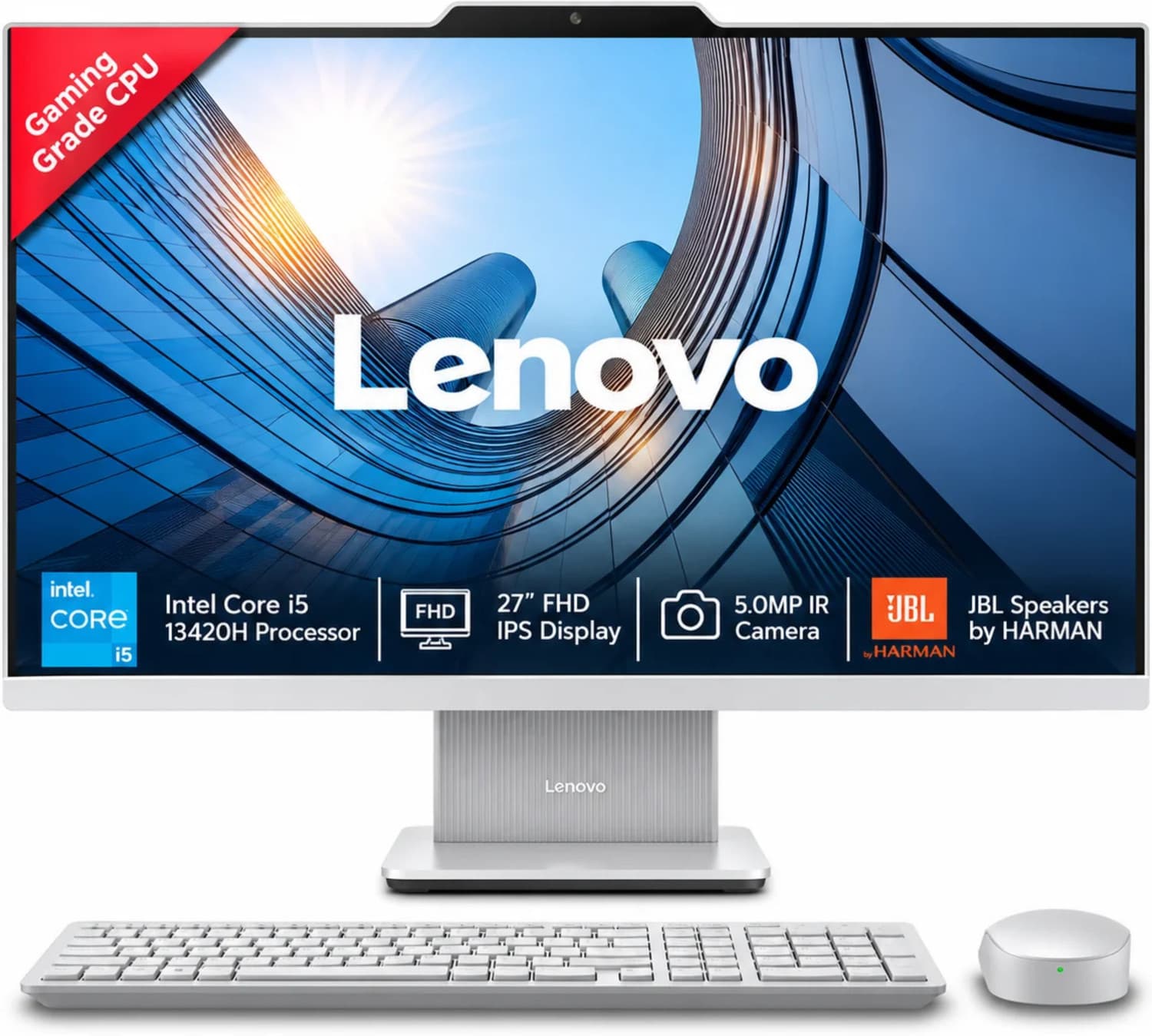 Lenovo IdeaCentre AIO Core i5 (16 GB DDR5/512 GB SSD/Windows 11 Home/27 Inch Screen/IdeaCentre AIO 27IRH9) with MS Office (Cloud Grey, 47.316 cm x 61....