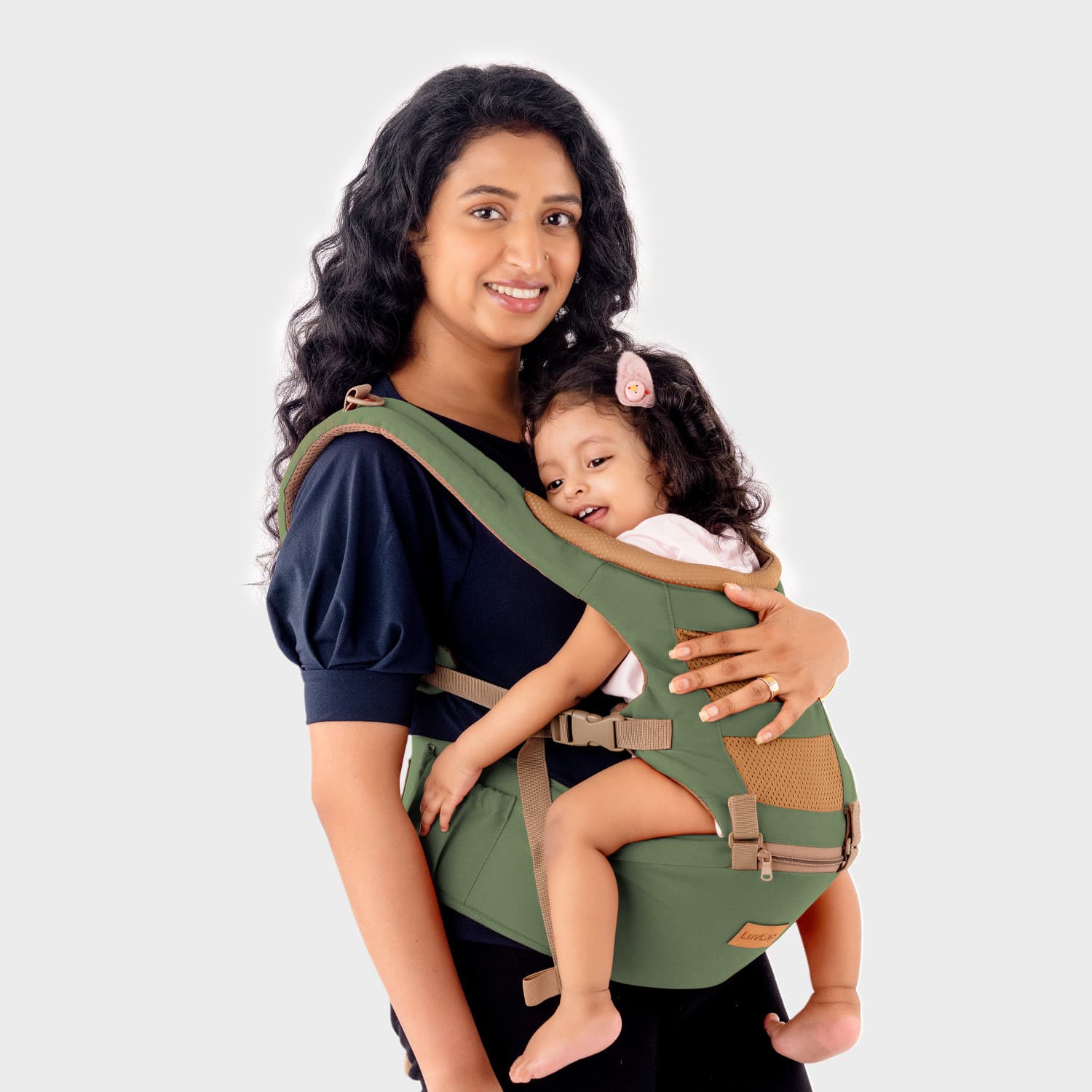 LuvLap Royal Baby Hip Seat Carrier with 4 Carry positions, for 4 to 24 months Baby Carrier (Green, Hip Carry)