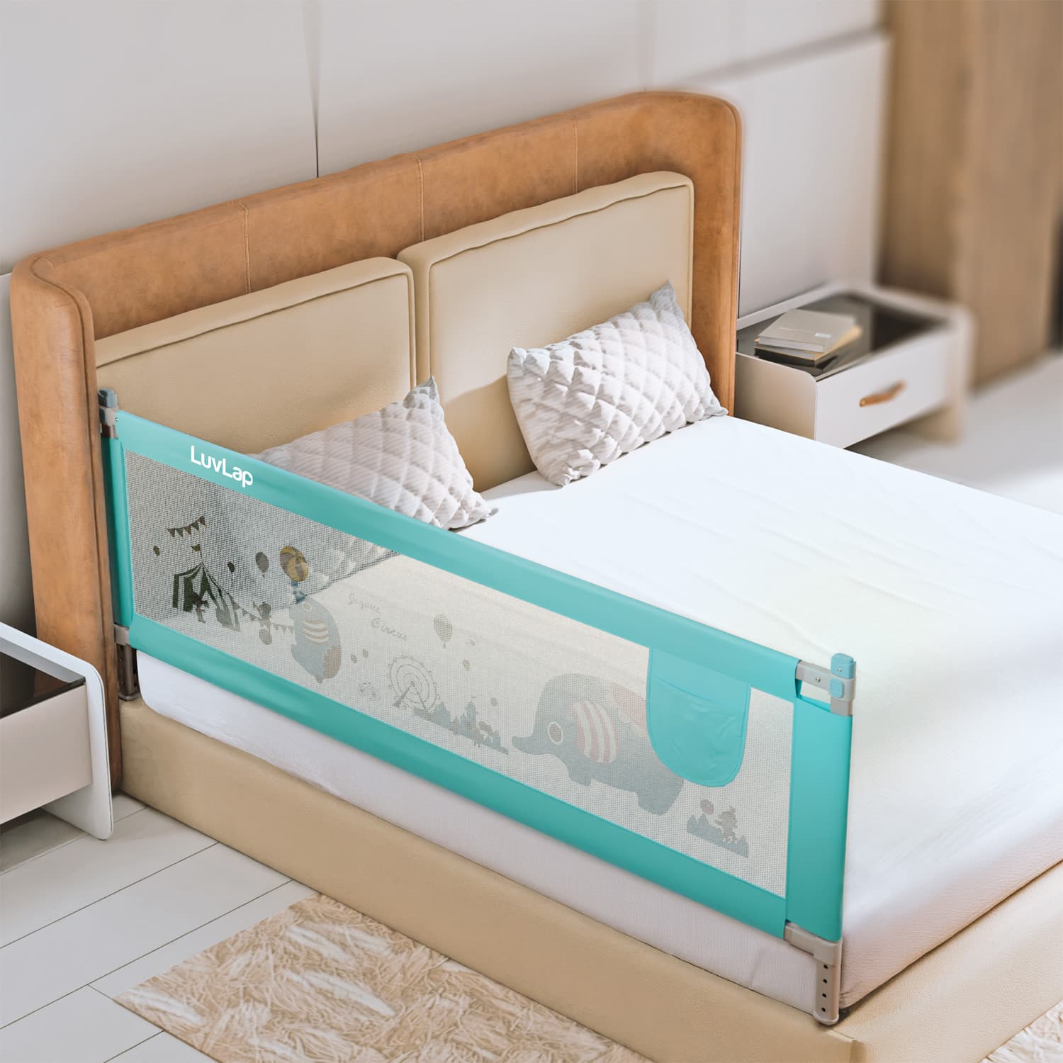 LuvLap Comfy Bed Rail Guard for Baby/Kids Safety - Portable & Foldable Bed Rail (Blue)