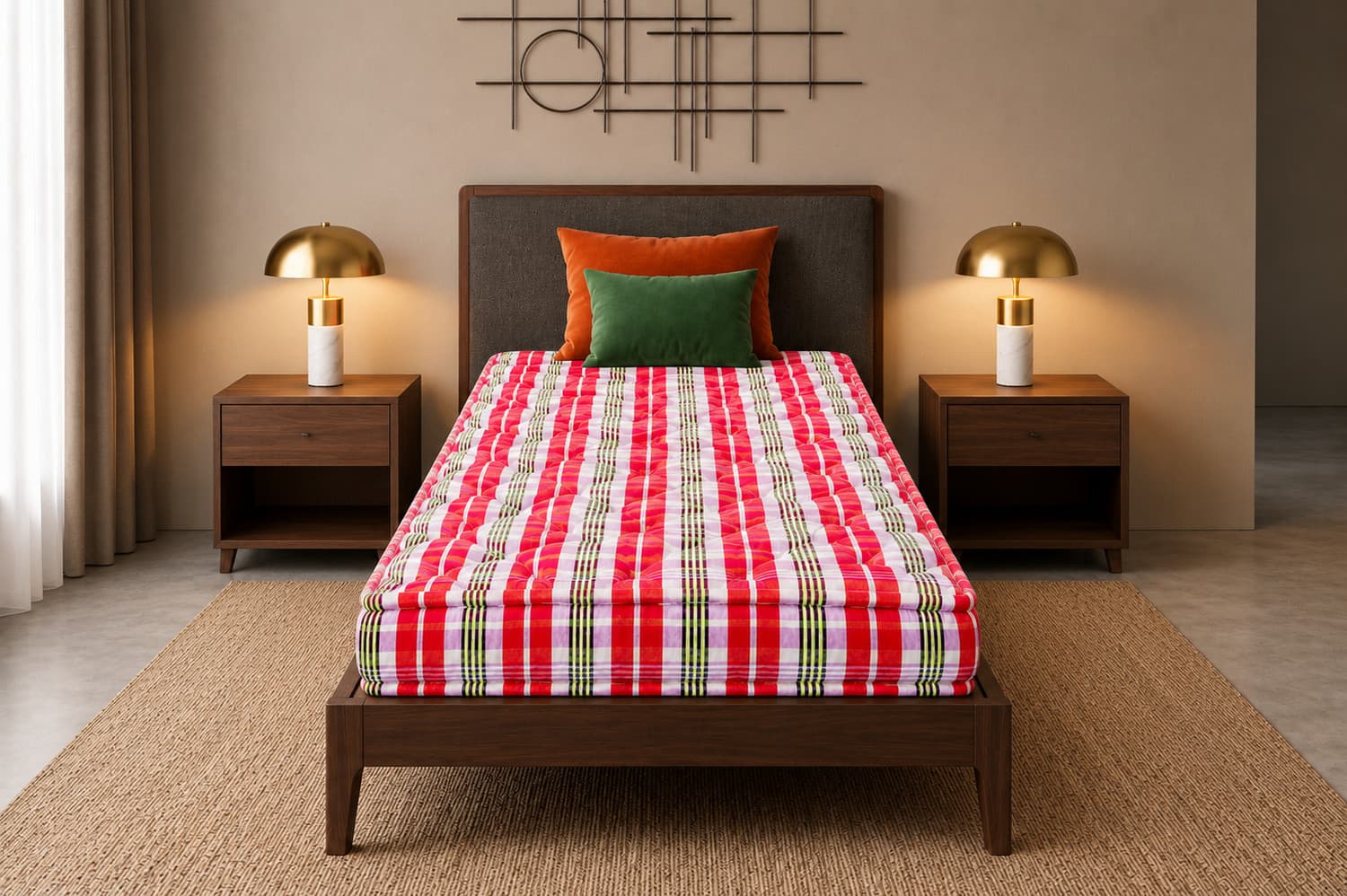TIRAZ MATTRESS Box Type Heavy Border Fiber Cotton Mattress For Floor & Bed Size(Single 72x36x5) 5 inch Single Cotton Mattress
