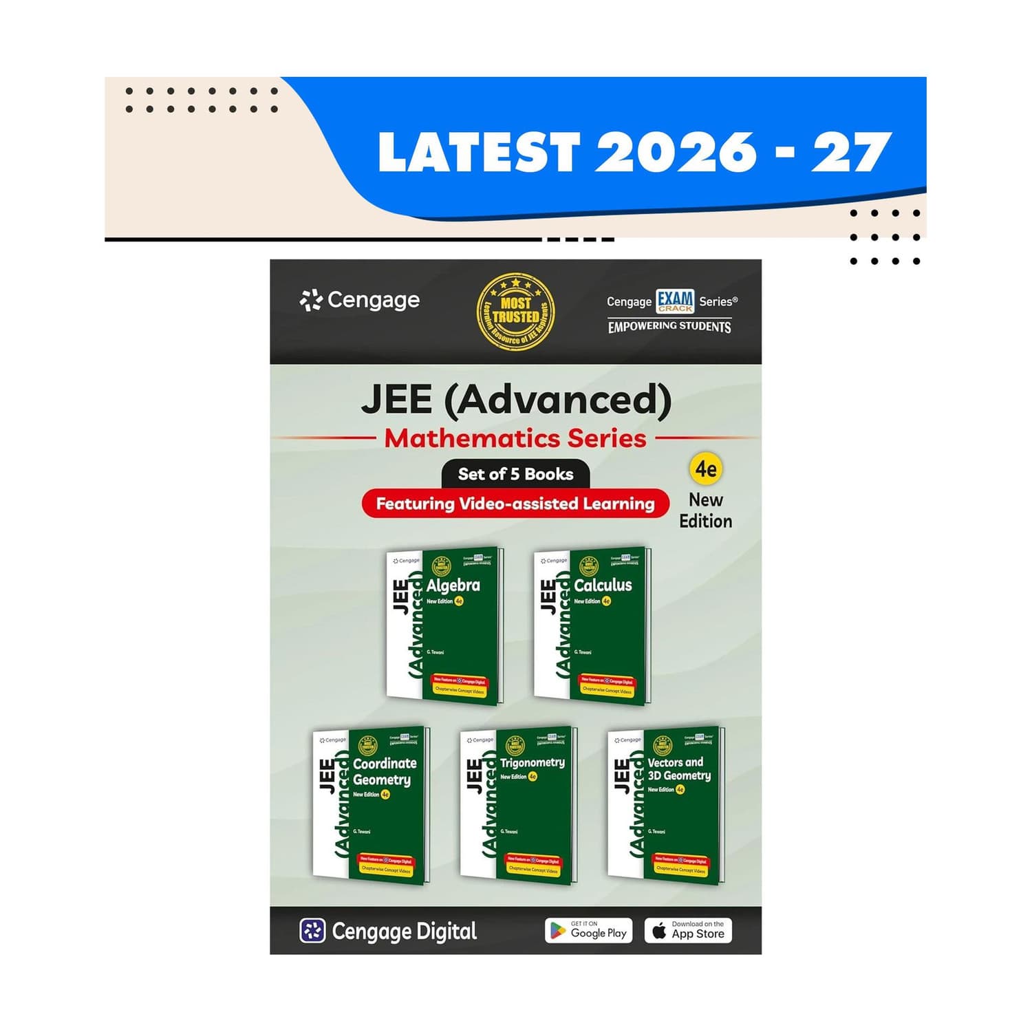Cengage Mathematics Combo for JEE Advanced: Algebra + Calculus + Coordinate Geometry + Trigonometry + Vectors & 3D Geometry Set of 5 Books with Chapte...