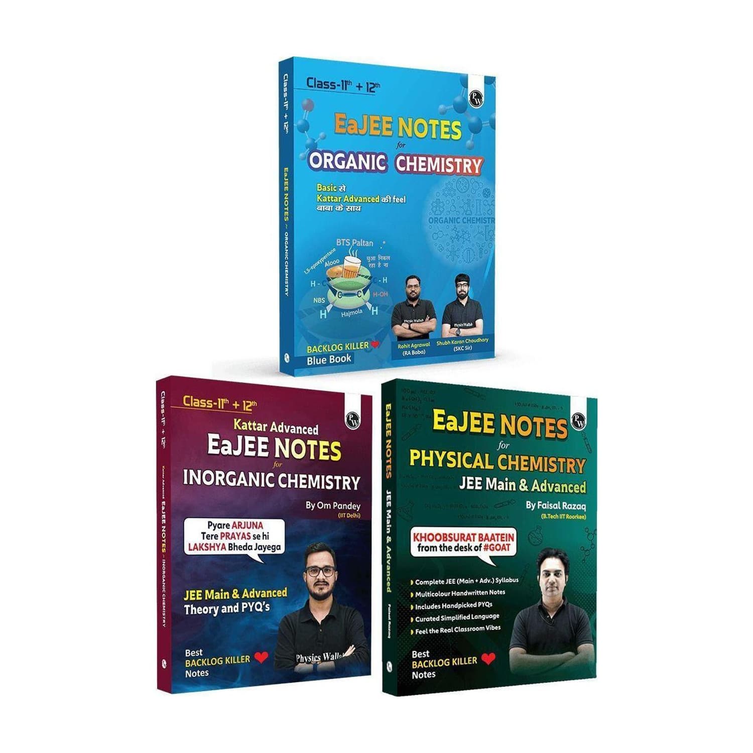 PW EaJEE Handwritten Notes For Organic, Inorganic, Physical Chemistry Combo Set