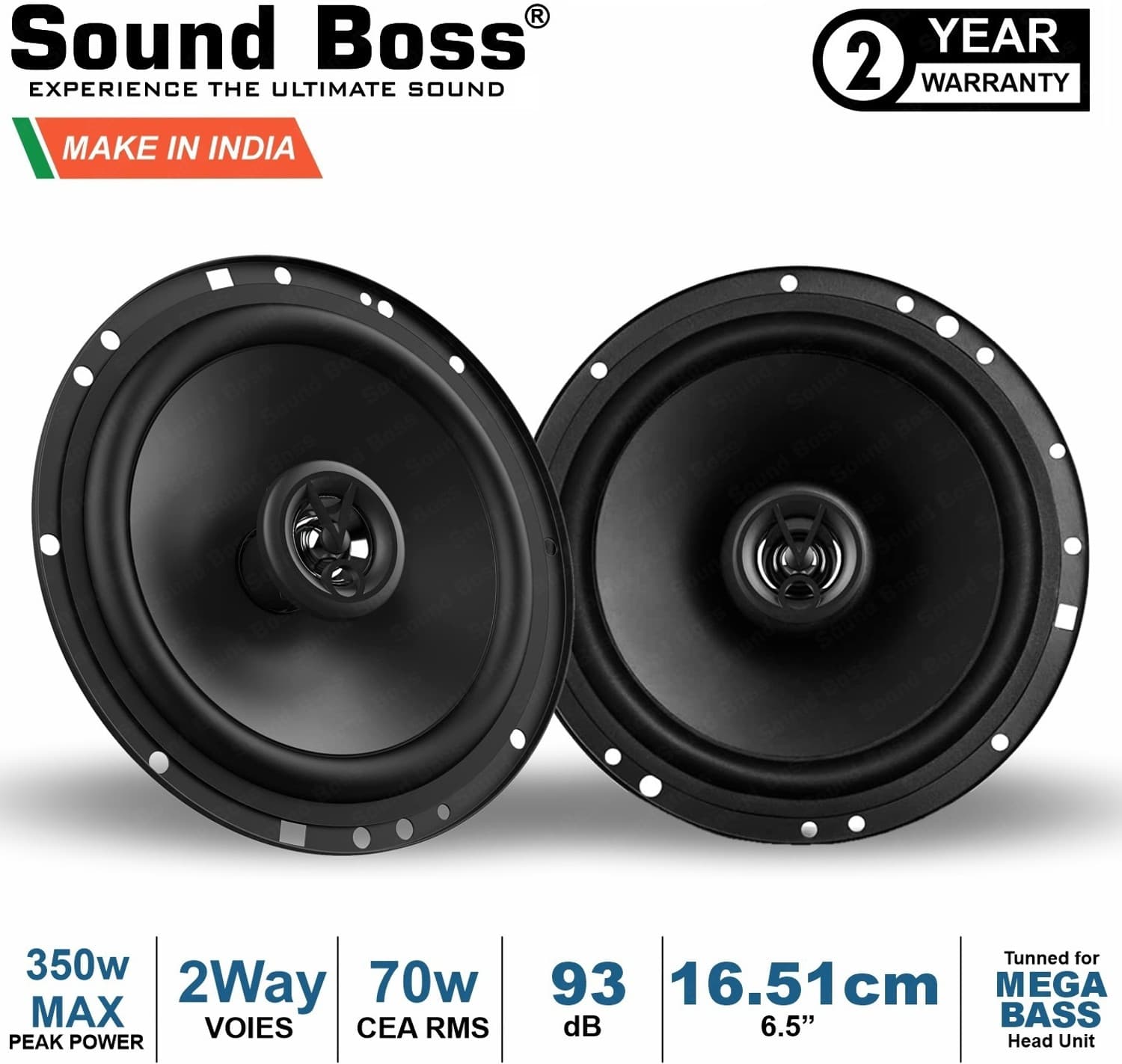 Sound Boss SB-CX-61SI Premium 2 Way 6.5 Inch 70 Watts RMS Coaxial Car Speaker