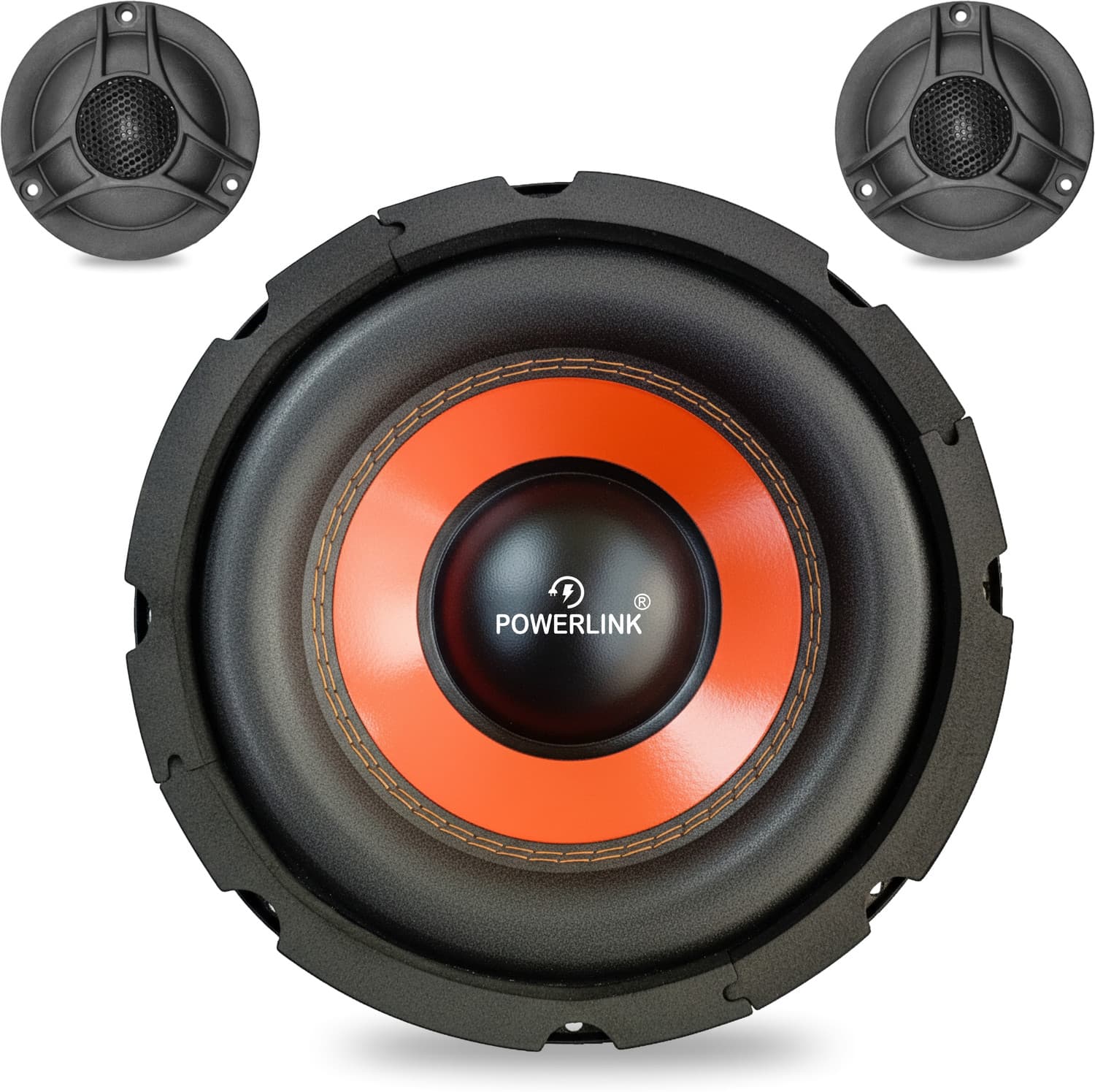 Powerlink 8 Inch Subwoofer Imported Orange SPL Foam 200W Peak RMS Power/4-Ohm /1.5-Inch Copper Coil / 120mm Single Magnet (Incl. 2 Tweeters) Subwoofe...