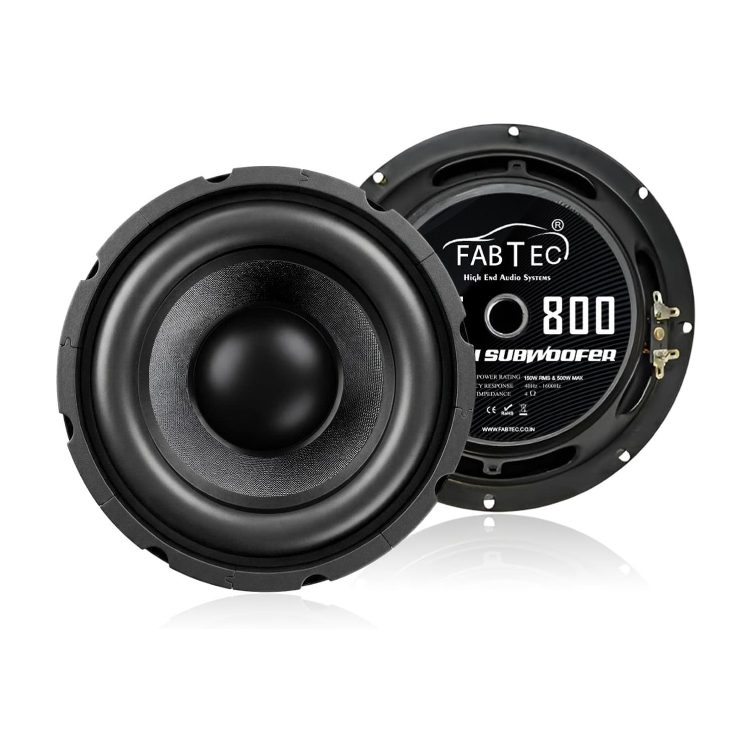 FABTEC 8 Inch Subwoofer with 70W RMS, 4-ohms with 360W Peak Power for Automotive 8 Inch Subwoofer for Car 90dB Bass Audio Single Magnet, Car Audio Sys...
