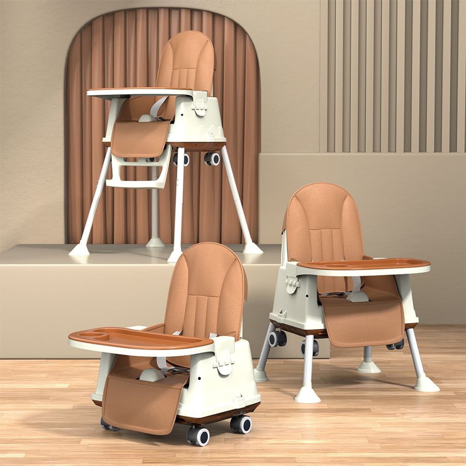 StarAndDaisy Foldable High Chair for baby/kids Recline Height Adjustable with Wheels
