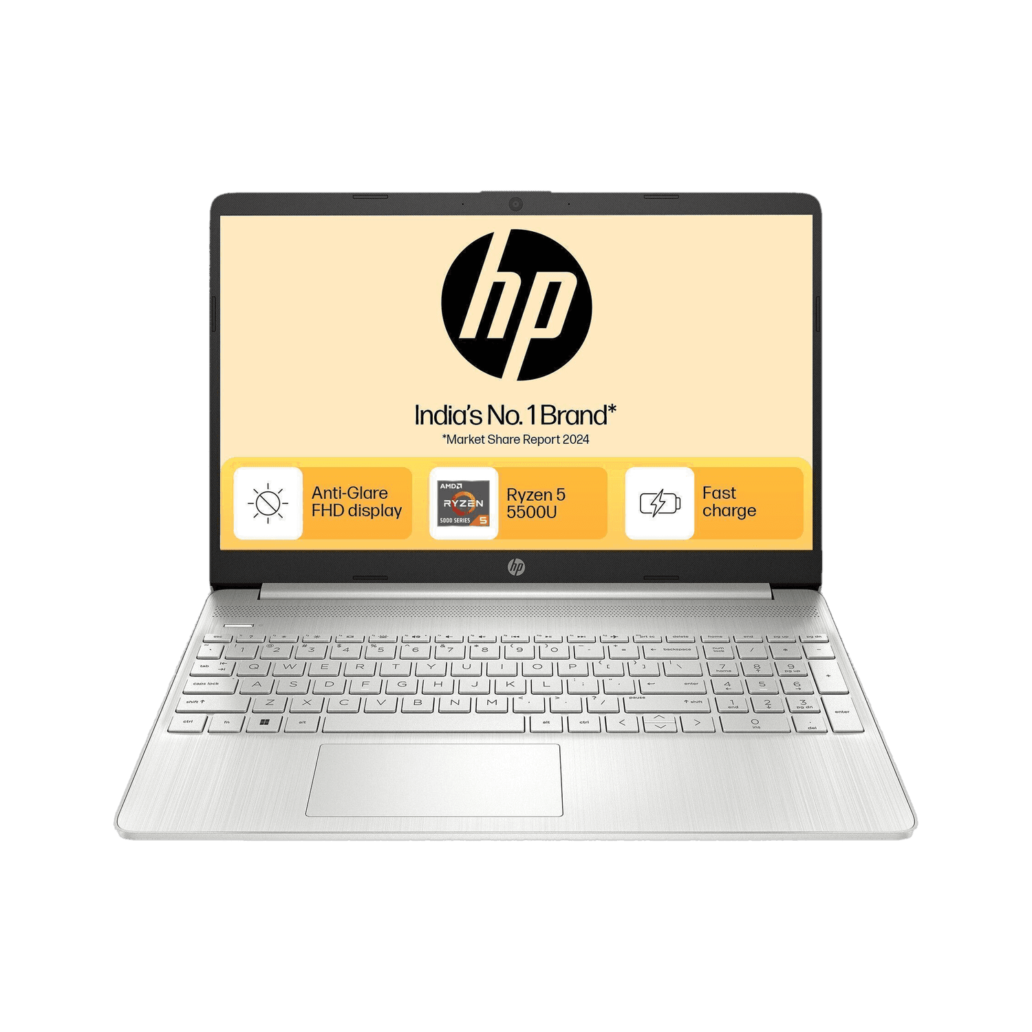 HP Ryzen 5 Hexa Core 5500U - (8 GB/512 GB SSD/Windows 11 Home) 15s- eq2144au Thin and Light Laptop (15.6 inch, Natural Silver, 1.69 kg, With MS Office)
