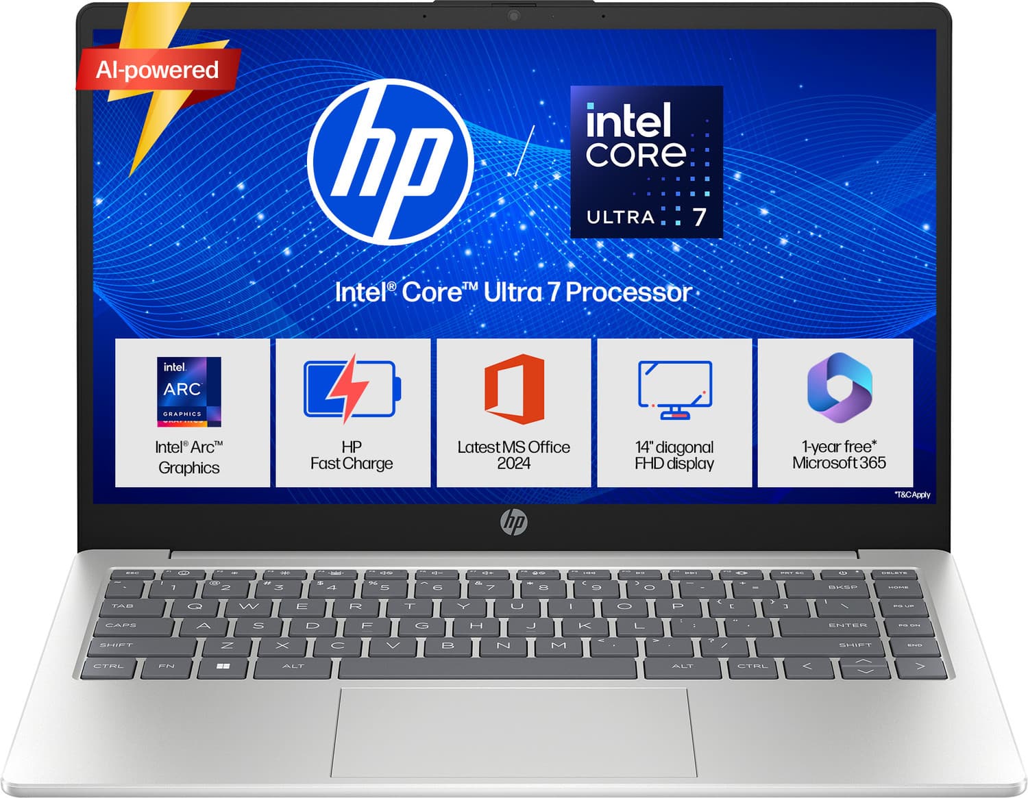 HP 14 AI PC Intel Core Ultra 7 155H - (16 GB/1 TB SSD/Windows 11 Home) 14-ep1152TU Thin and Light Laptop (14 Inch, Natural Silver, 1.4 kg, With MS Off...