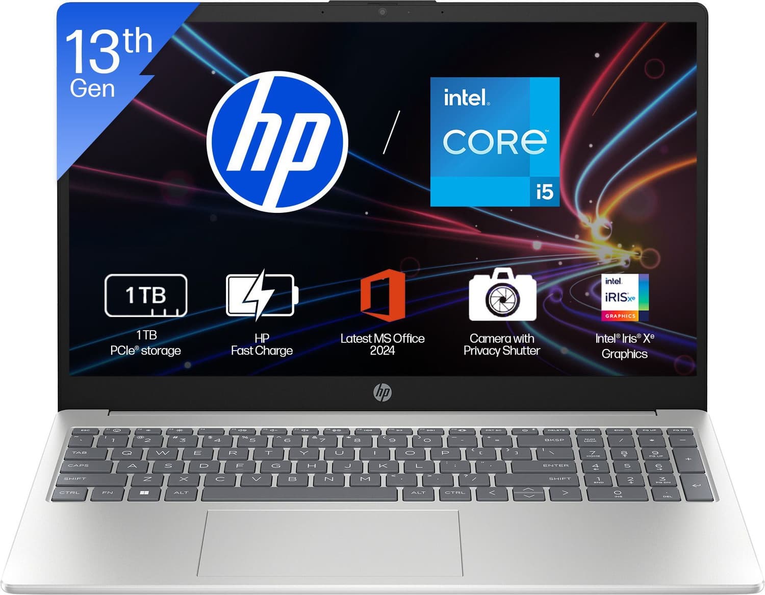 HP Intel Core i5 13th Gen 1334U - (16 GB/1 TB SSD/Windows 11 Home) 15-fd0552TU Thin and Light Laptop (15.6 inch, Natural Silver, 1.59 kg, With MS Offi...