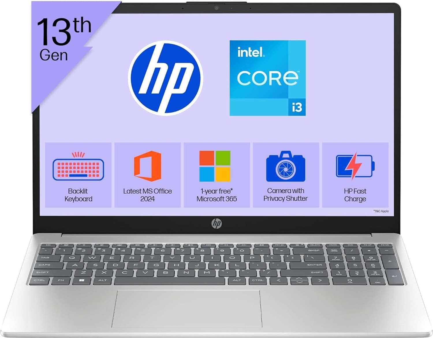 HP Essentials Intel Core i3 13th Gen 1315U - (8 GB/512 GB SSD/Windows 11 Home) fd0572TU Thin and Light Laptop (15 inch, Natural Silver, 1.59 kg, With ...