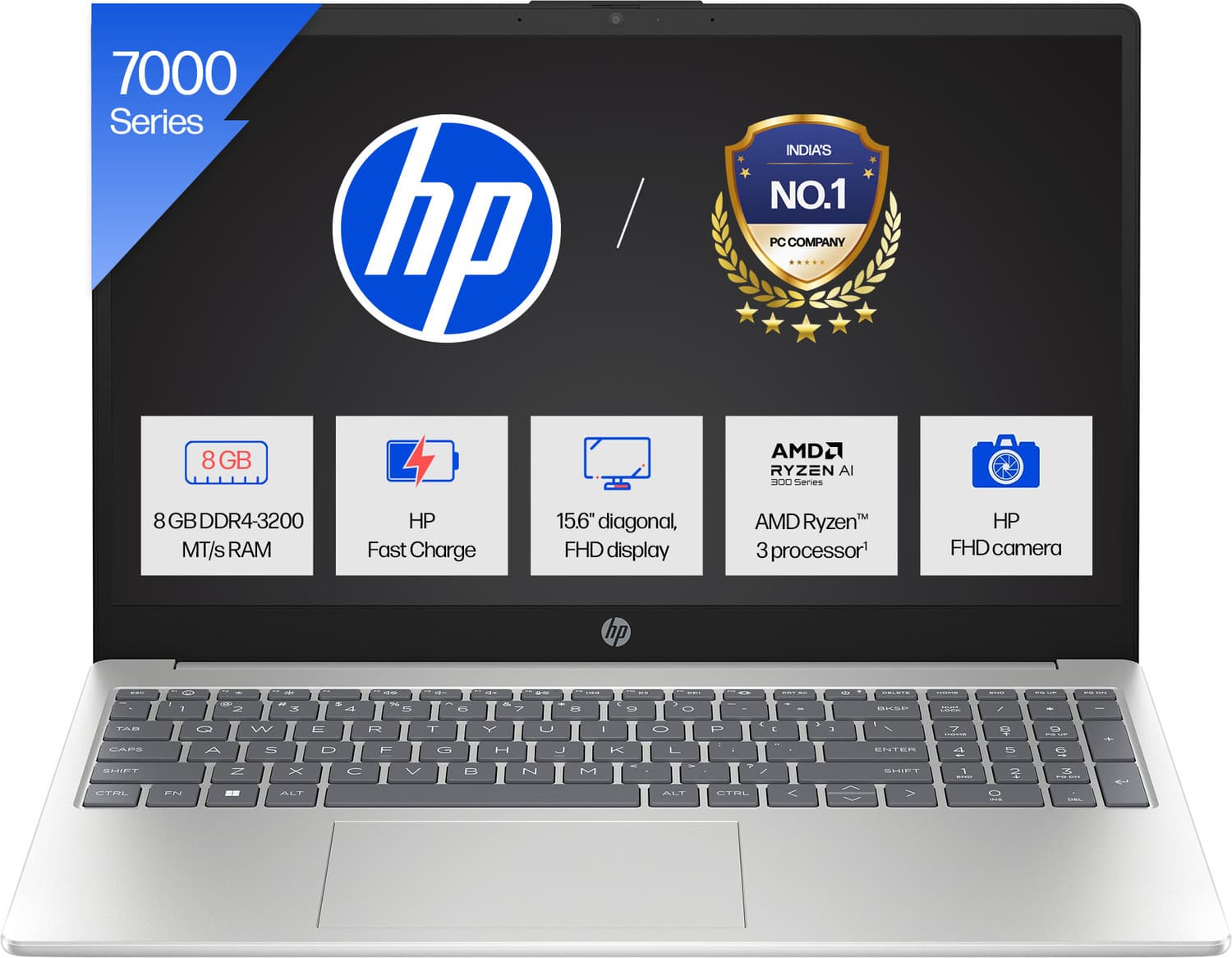 HP AMD Ryzen 3 Quad Core 7320U - (8 GB/512 GB SSD/Windows 11 Home) 15-fc0154AU Thin and Light Laptop