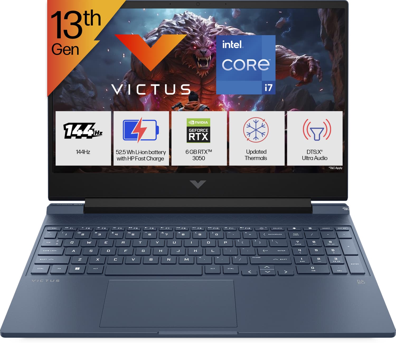 HP Victus Intel Core i7 13th Gen 13620H - (16 GB/512 GB SSD/Windows 11 Home/6 GB Graphics/NVIDIA GeForce RTX 3050) 15-fa2077TX Gaming Laptop