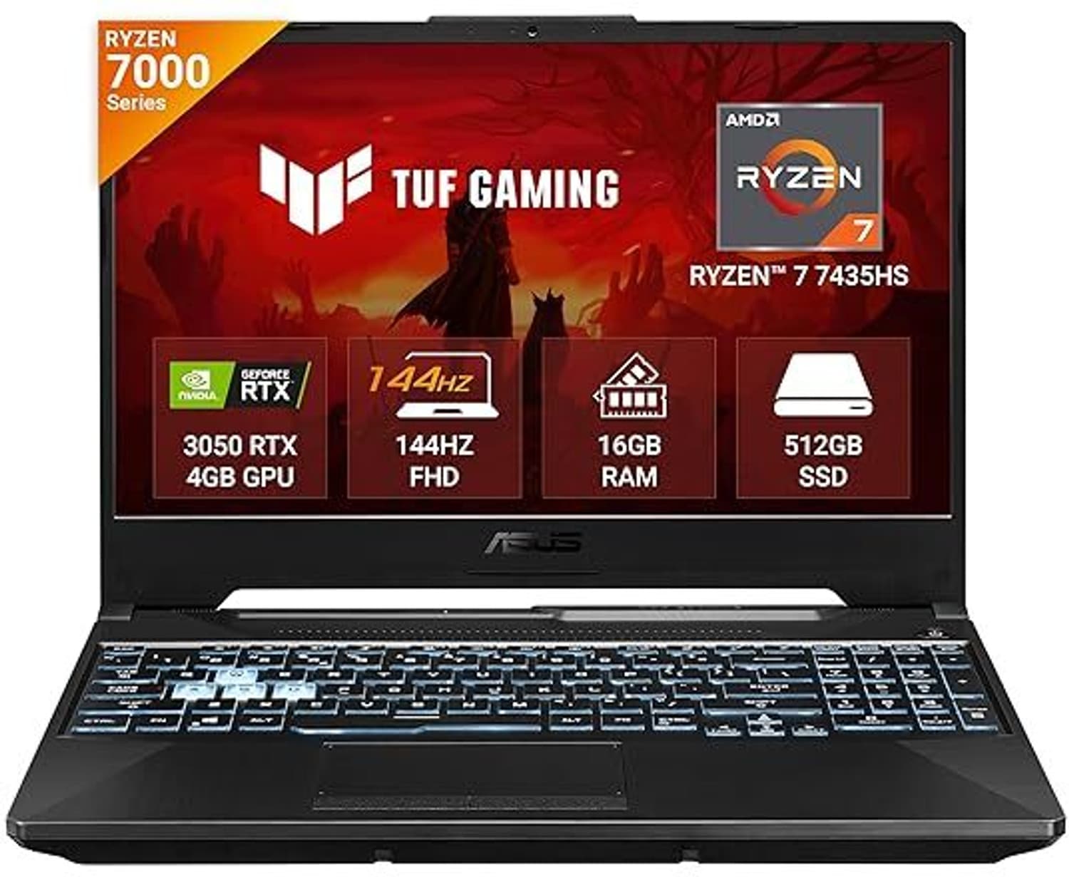 ASUS TUF Gaming A15 (2025) AMD Ryzen 7 Hexa Core 7435HS - (16 GB/512 GB SSD/Windows 11 Home/4 GB Graphics/NVIDIA GeForce RTX 3050/144 Hz) FA506NCR-HN0...