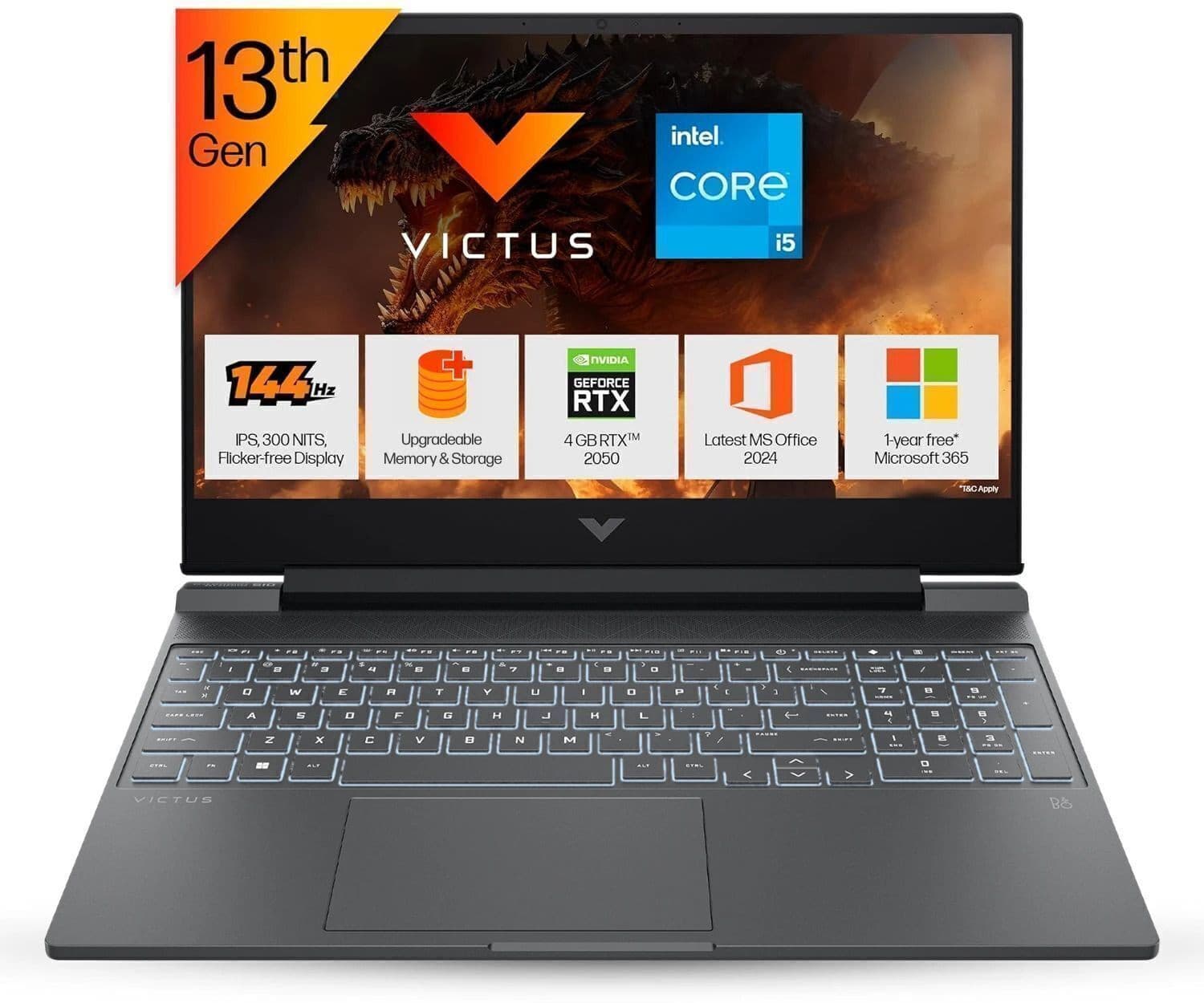 HP Victus Intel Core i5 13th Gen 13420H - (16 GB/512 GB SSD/Windows 11 Home/4 GB Graphics/NVIDIA GeForce RTX 2050) 15-fa2703TX Gaming Laptop