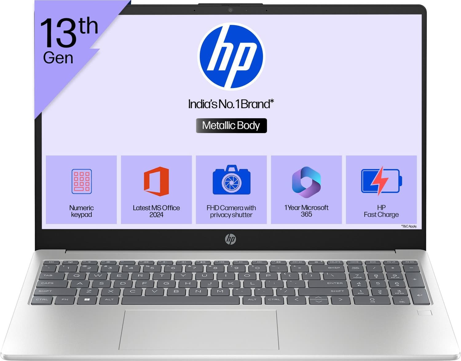 HP 15s Metal Intel Core i3 13th Gen 1315U - (8 GB/512 GB SSD/Windows 11 Home) 15-hr0005TU Thin and Light Laptop (15.6 inch, Natural Silver, 1.59 kg, W...